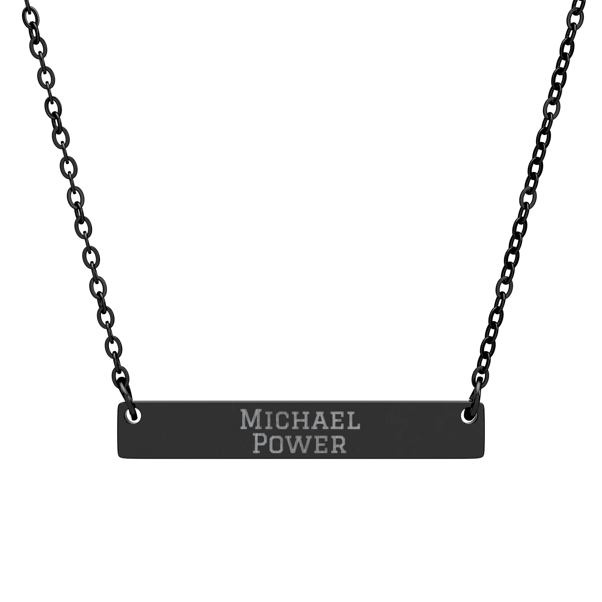Engraved Bar Necklace — Classic in Black