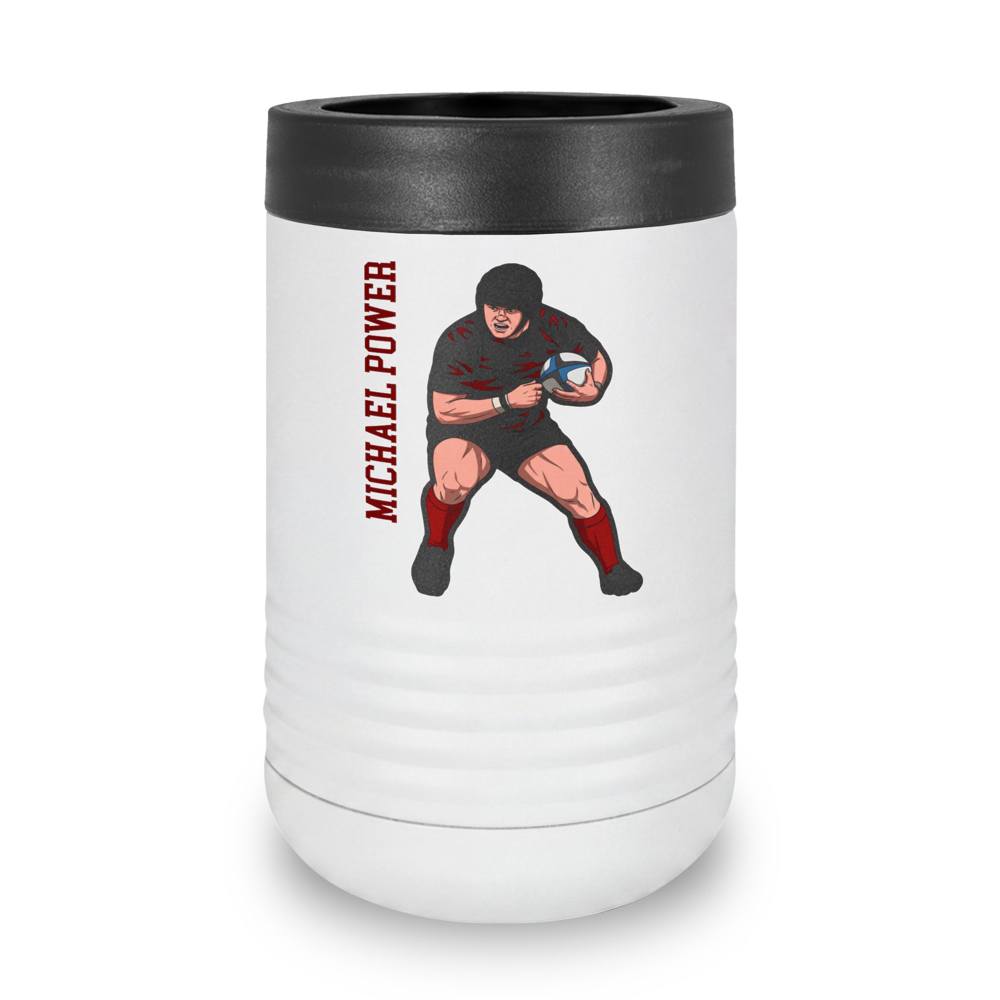 Stainless Can Cooler — character_name_vertical in White