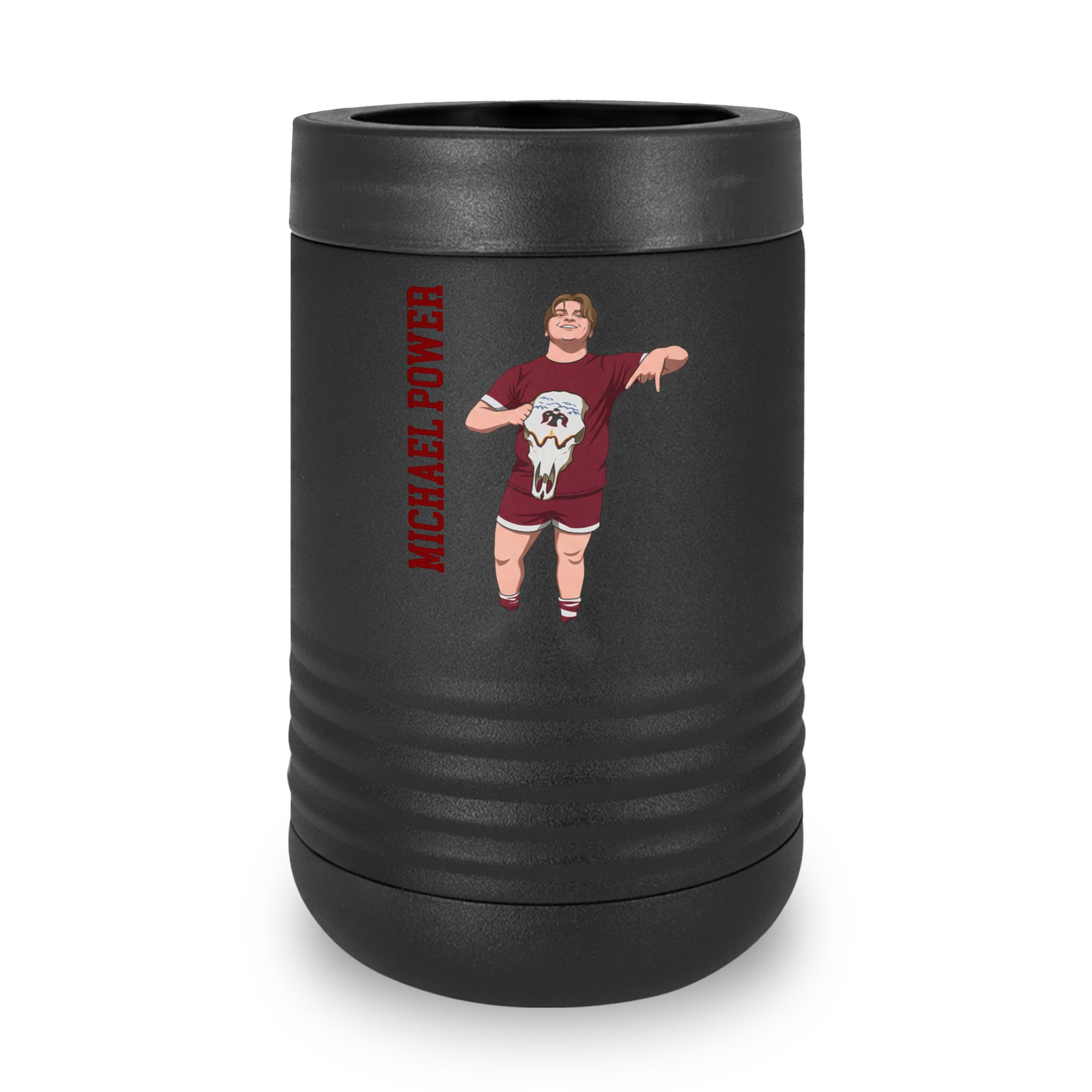 Stainless Can Cooler — character_name_vertical in Black
