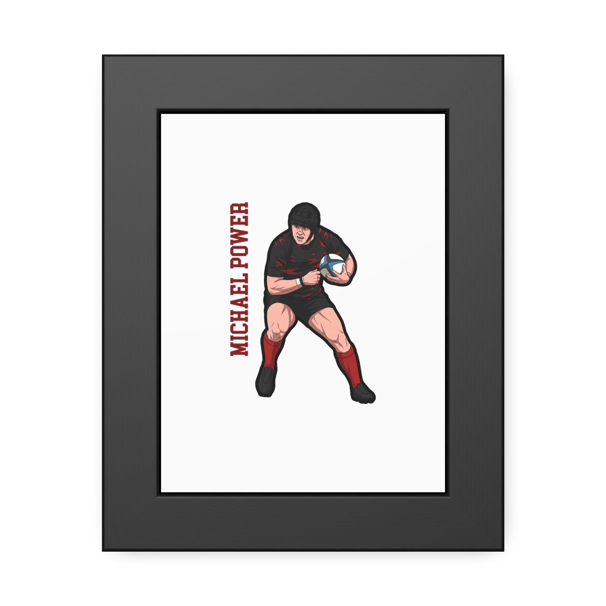 Framed Poster — character_name_vertical in Black