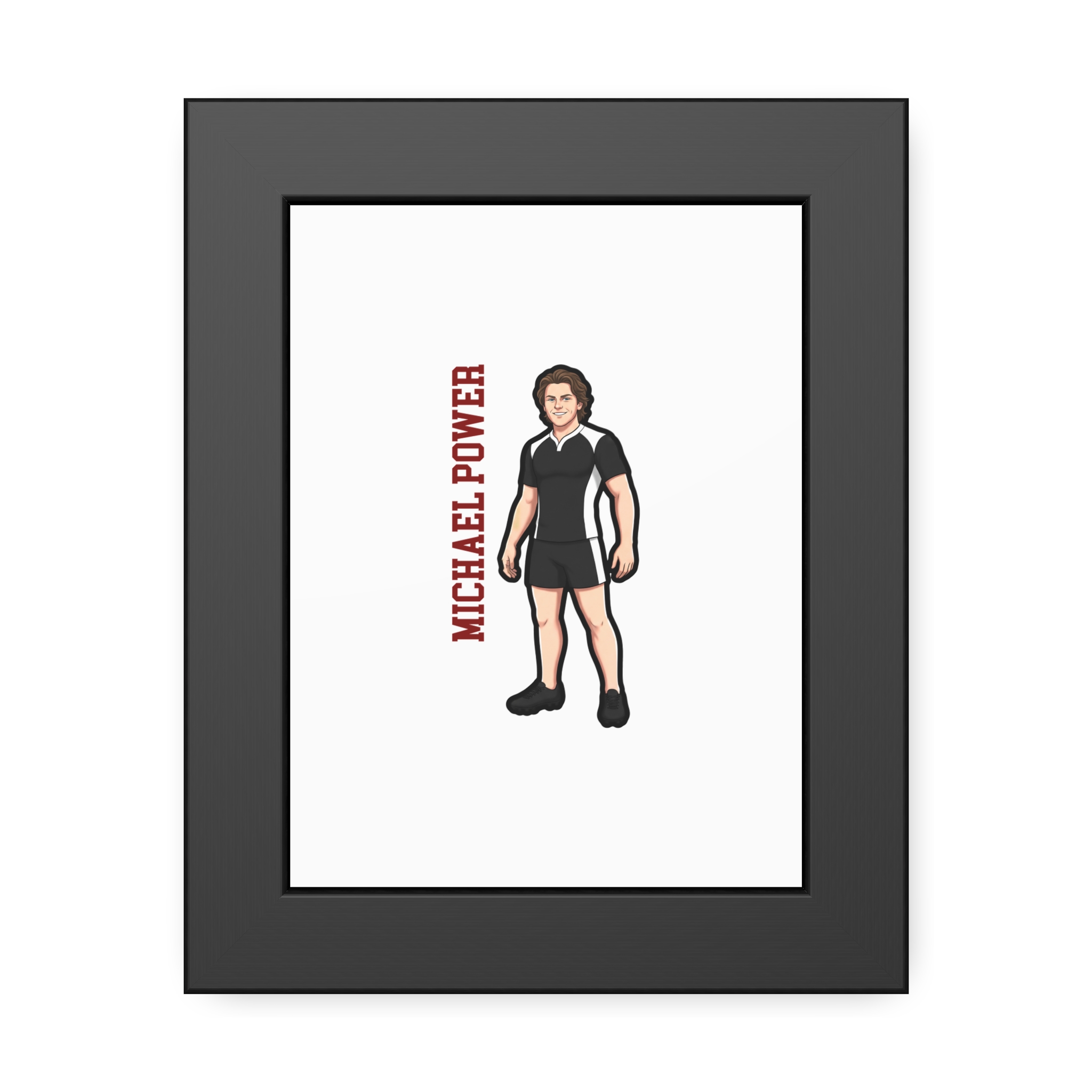 Framed Poster — character_name_vertical in Black