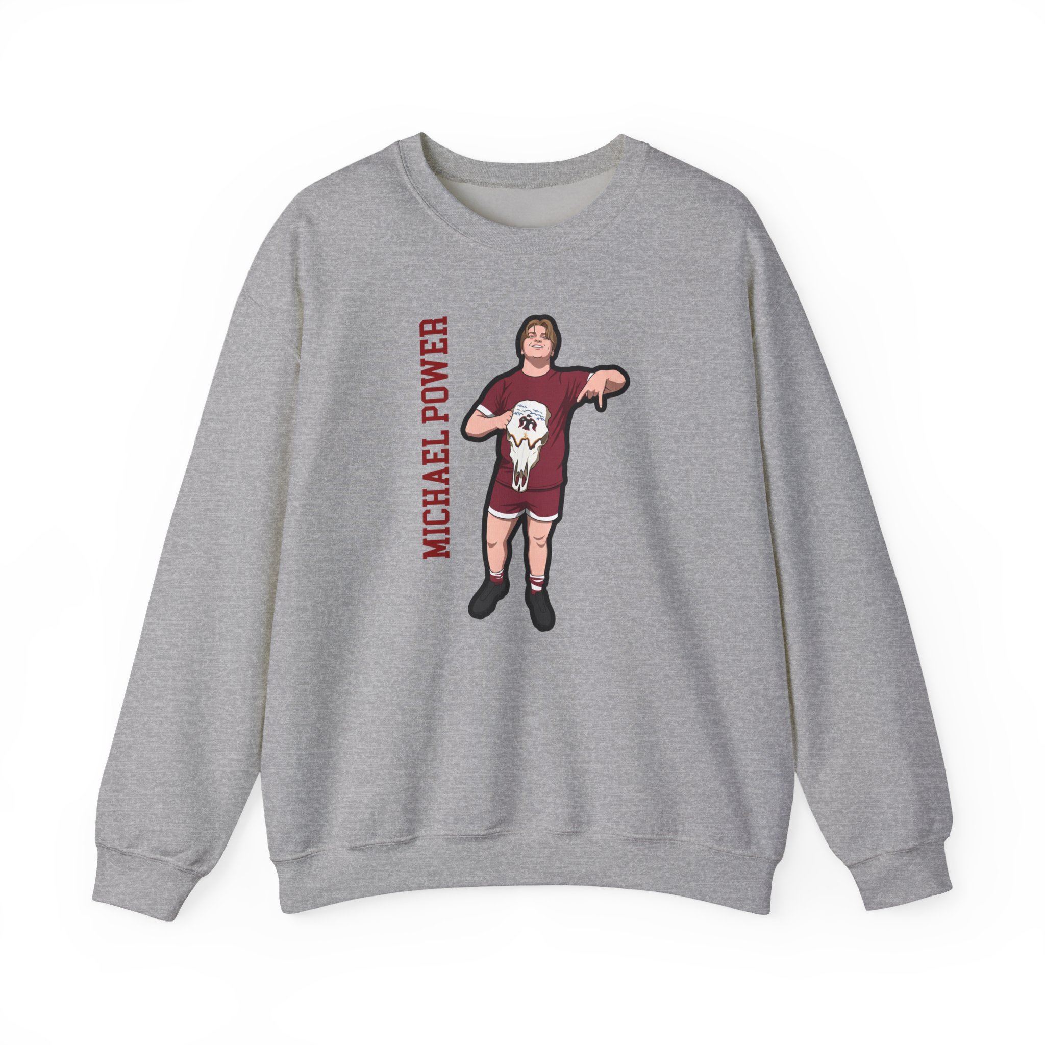 Crewneck Sweatshirt — character_name_vertical in Grey