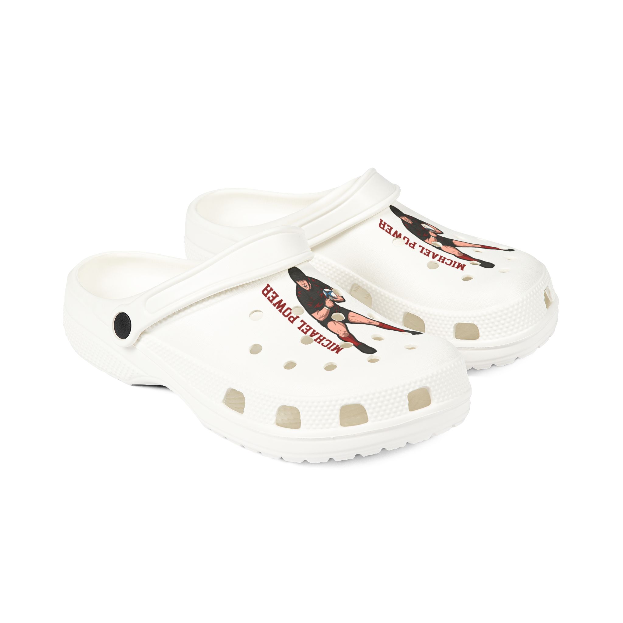 Rubber Clogs — character_name_vertical in White