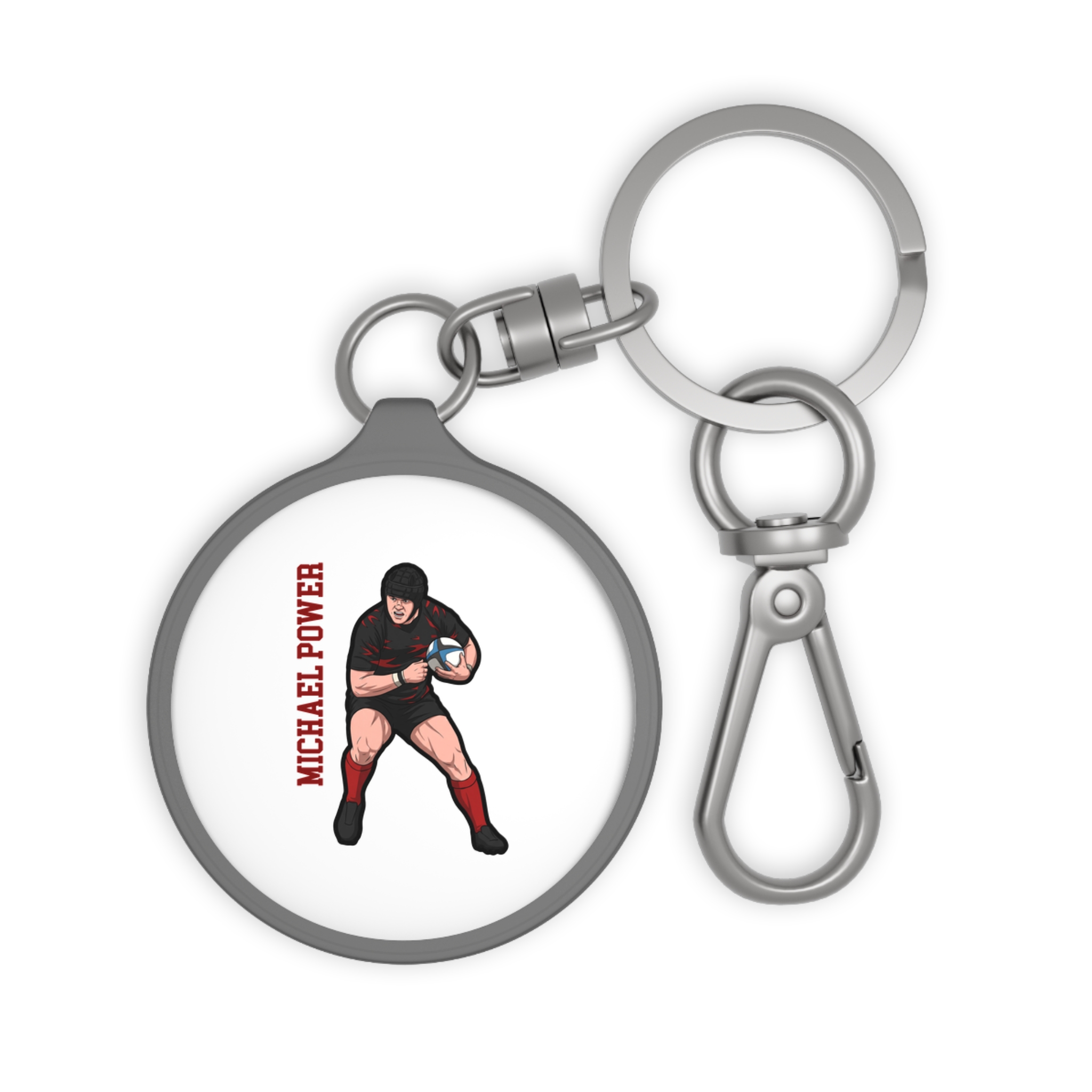 Keychain — character_name_vertical in Grey