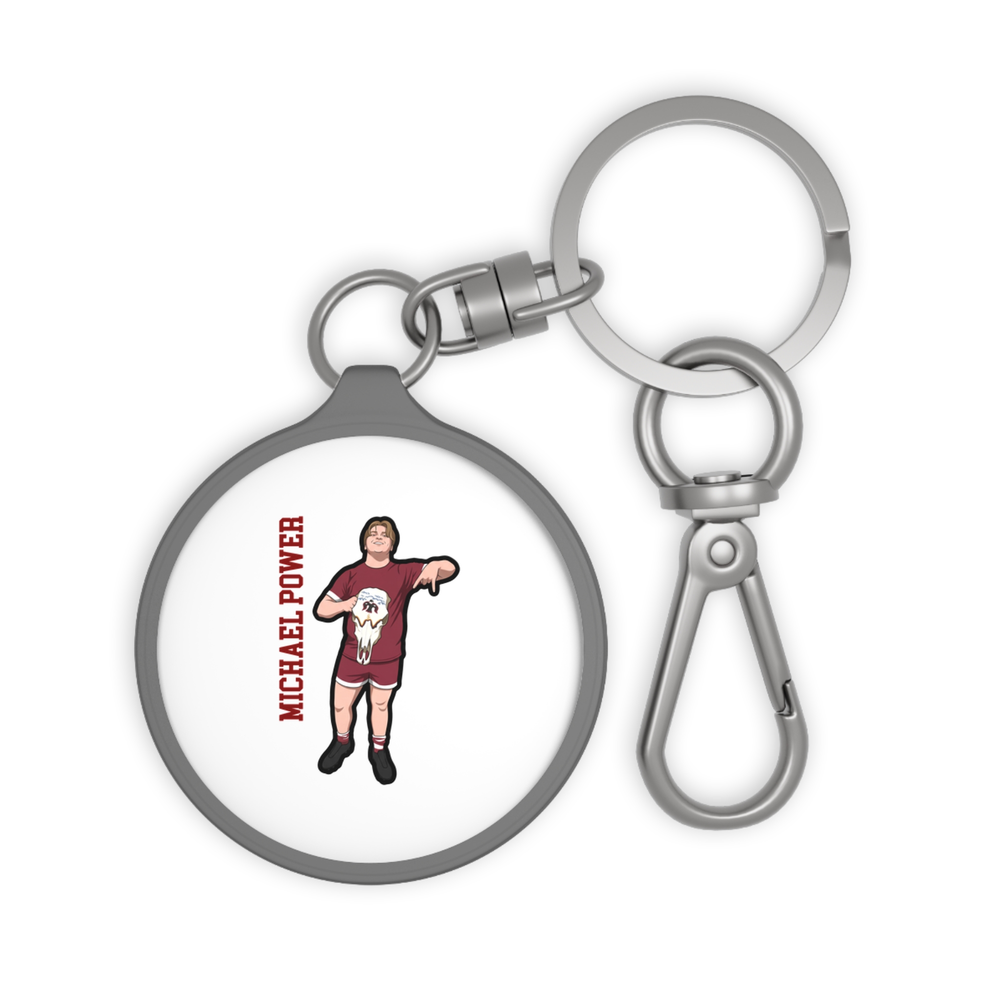 Keychain — character_name_vertical in Grey