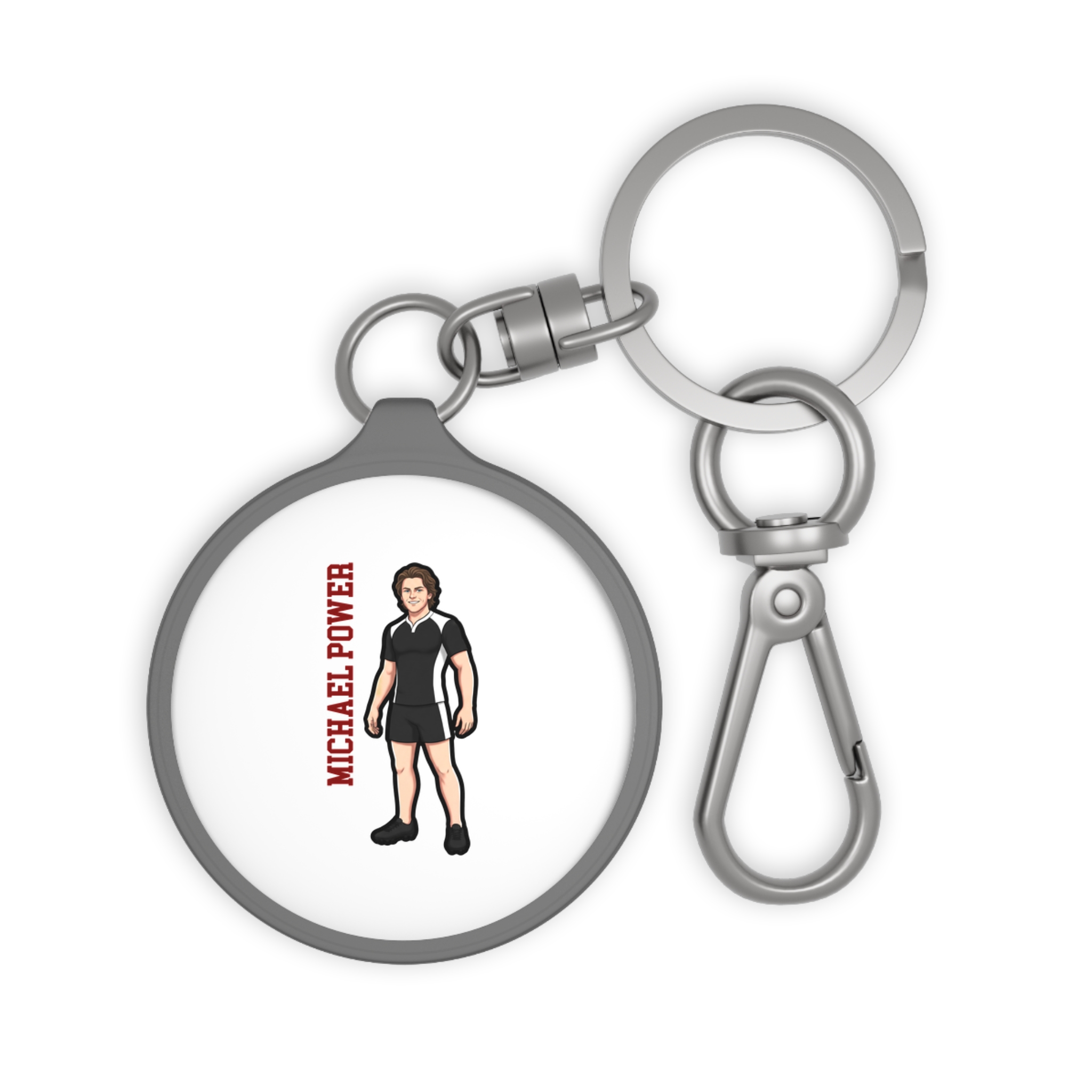 Keychain — character_name_vertical in Grey