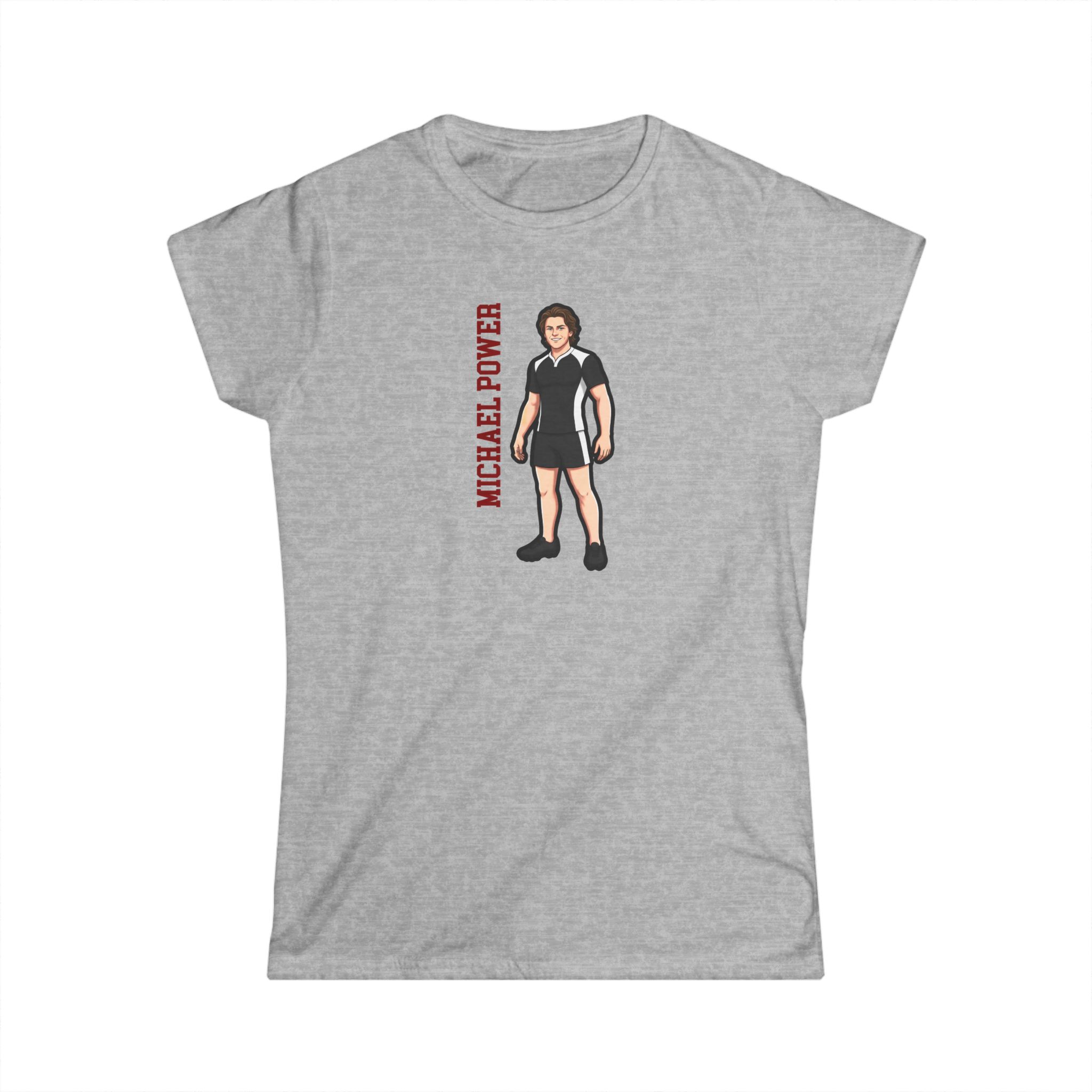 Women's Softstyle Tee — character_name_vertical in Grey
