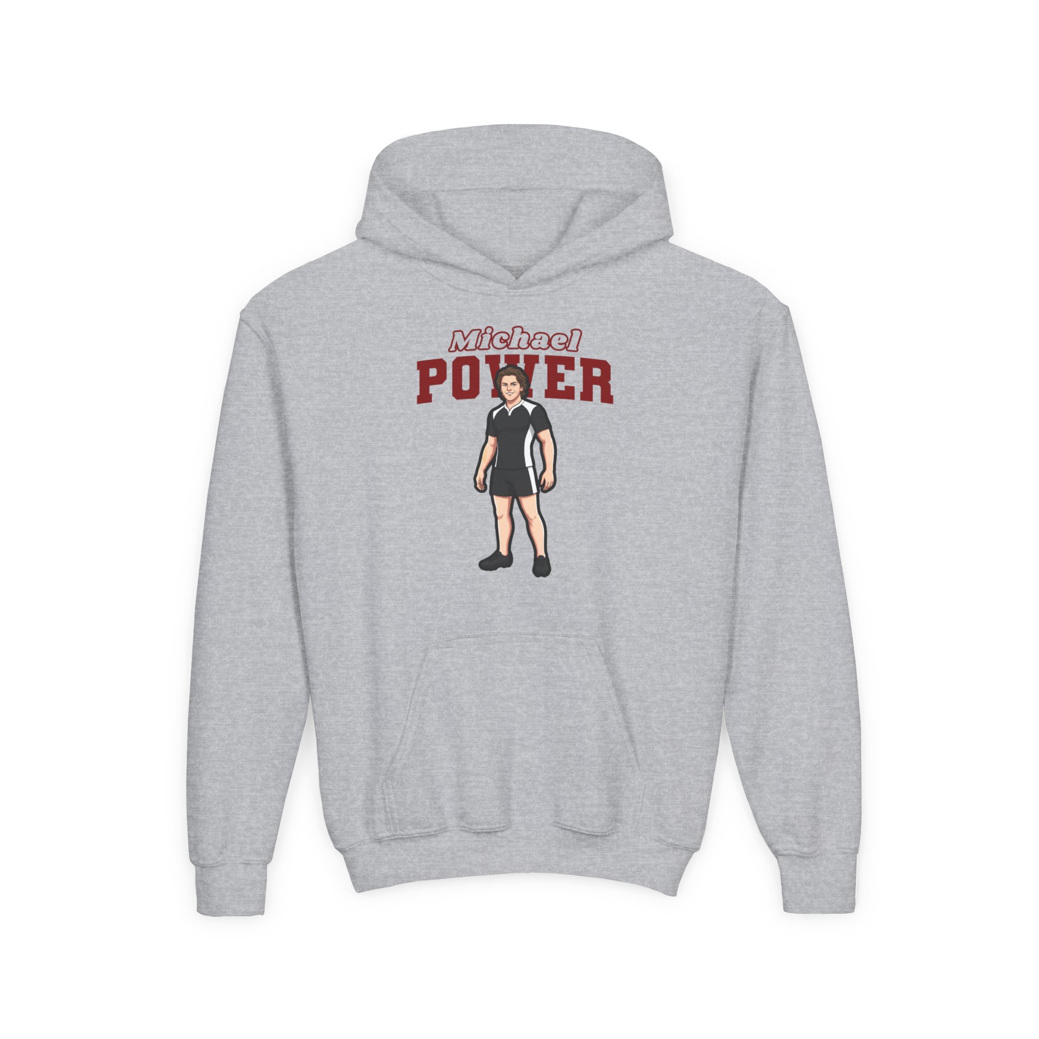 Youth Hoodie — character_name_arch in Grey