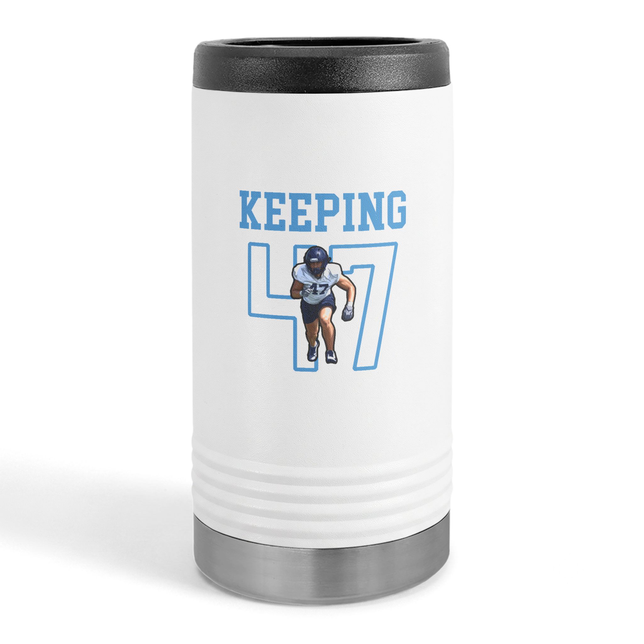 Slim Stainless Can Cooler — character_shirsey in White