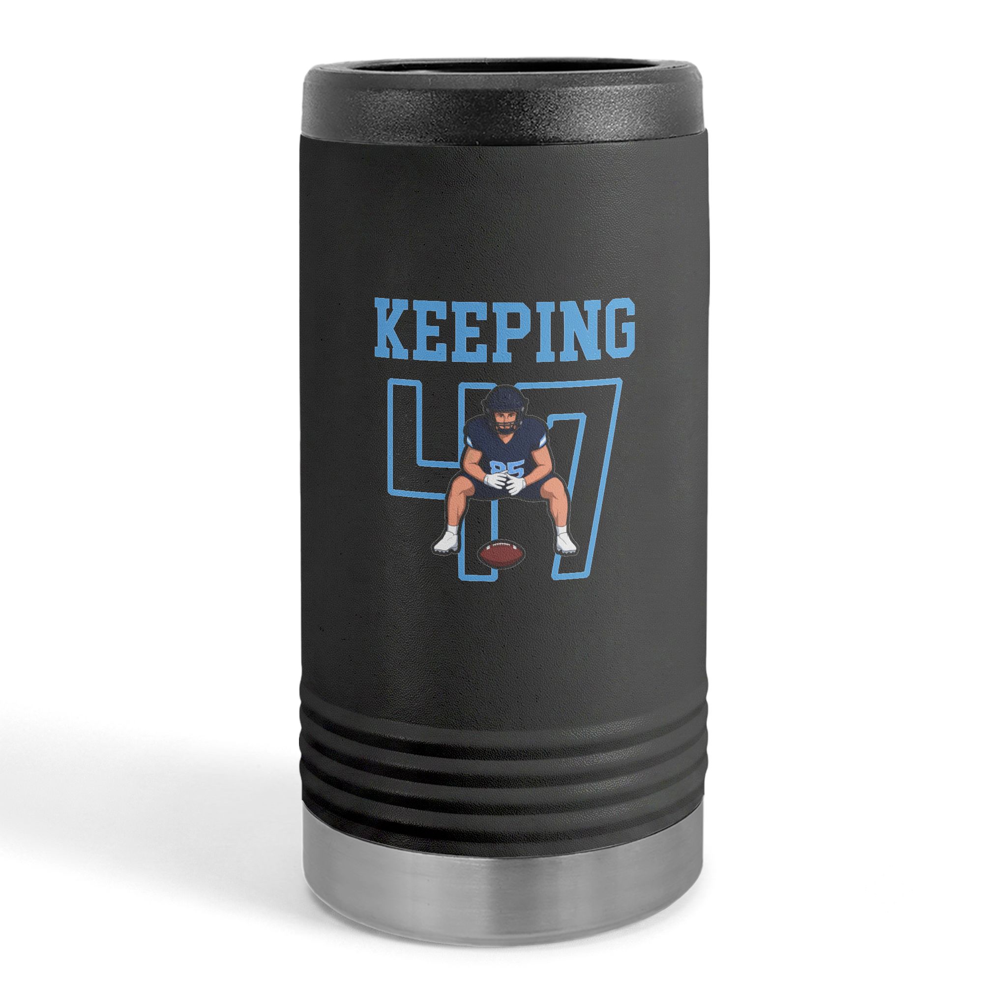 Slim Stainless Can Cooler — character_shirsey in Black