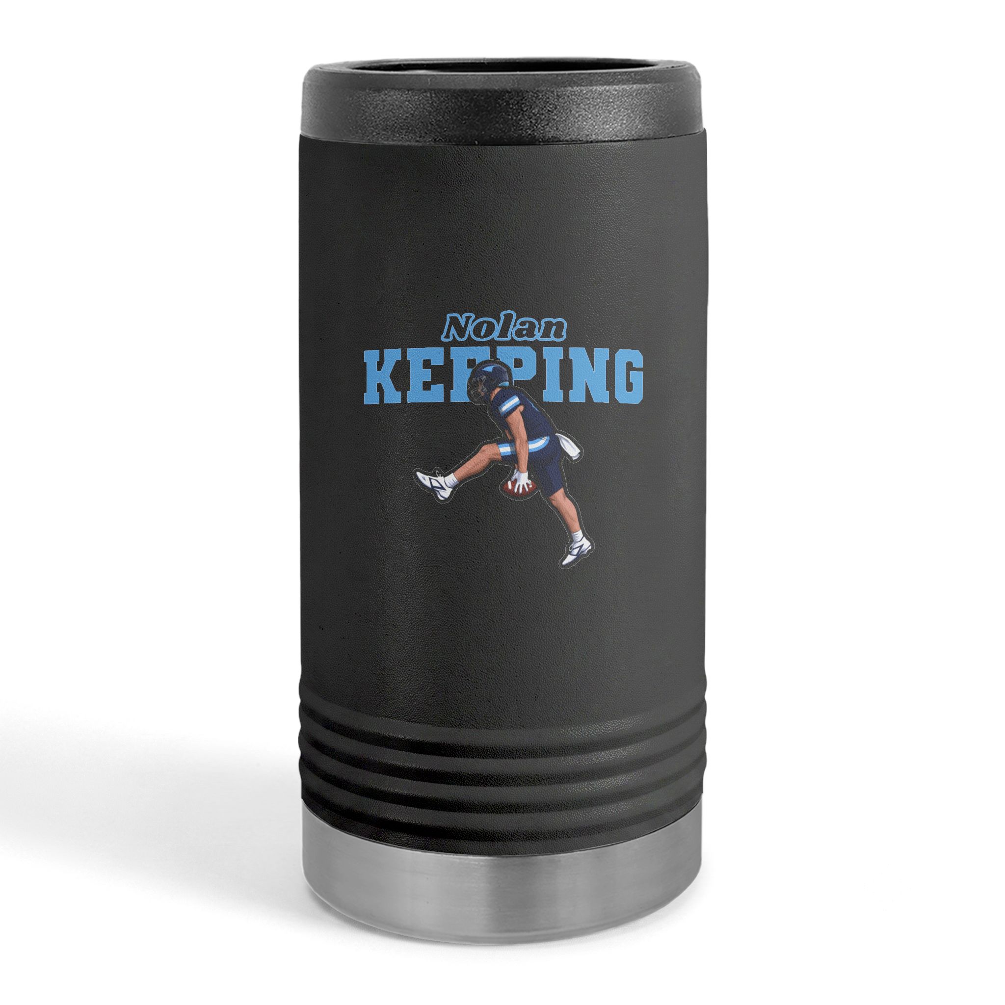 Slim Stainless Can Cooler — character_name_arch in Black