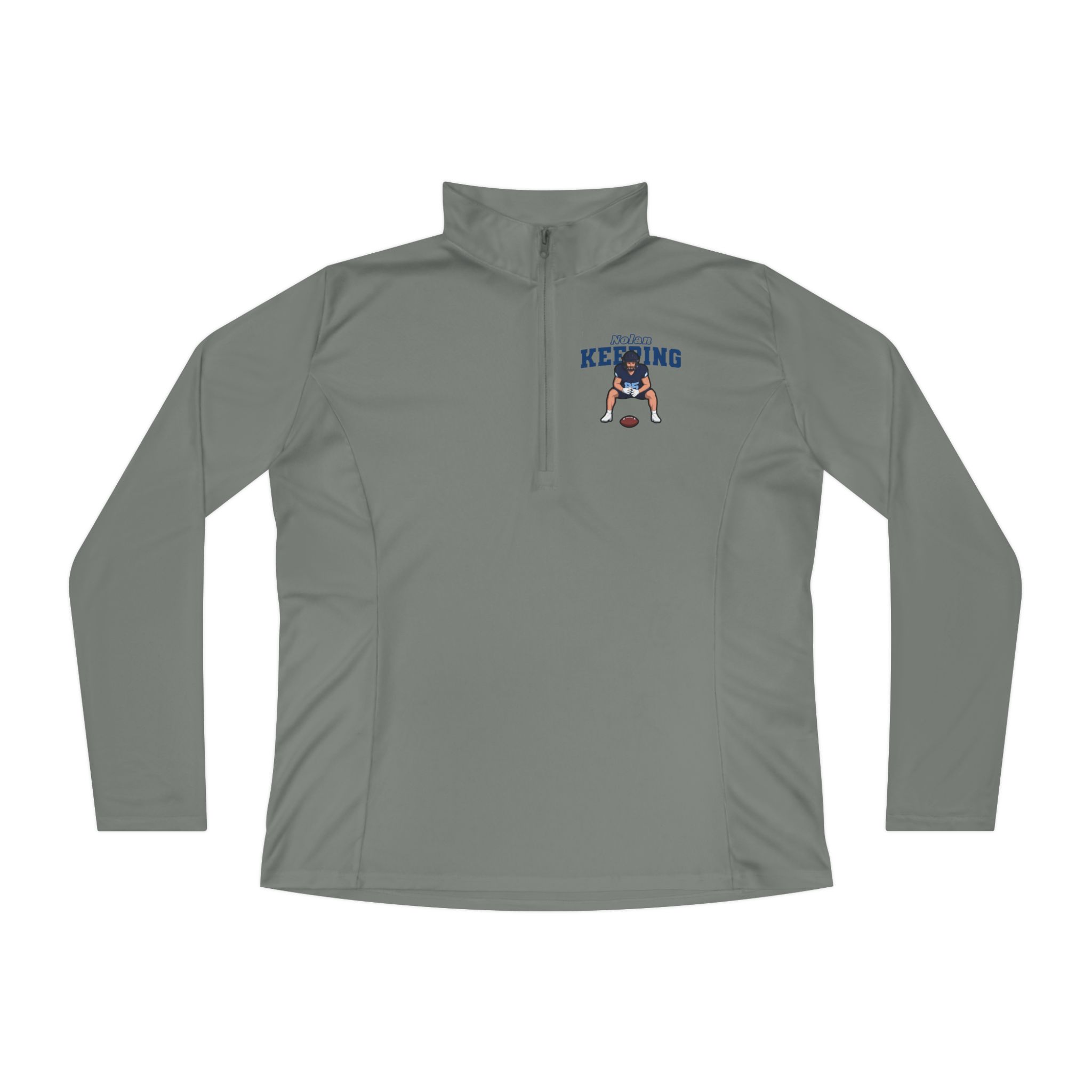 Women's Q-Zip Pullover — character_name_arch in Grey
