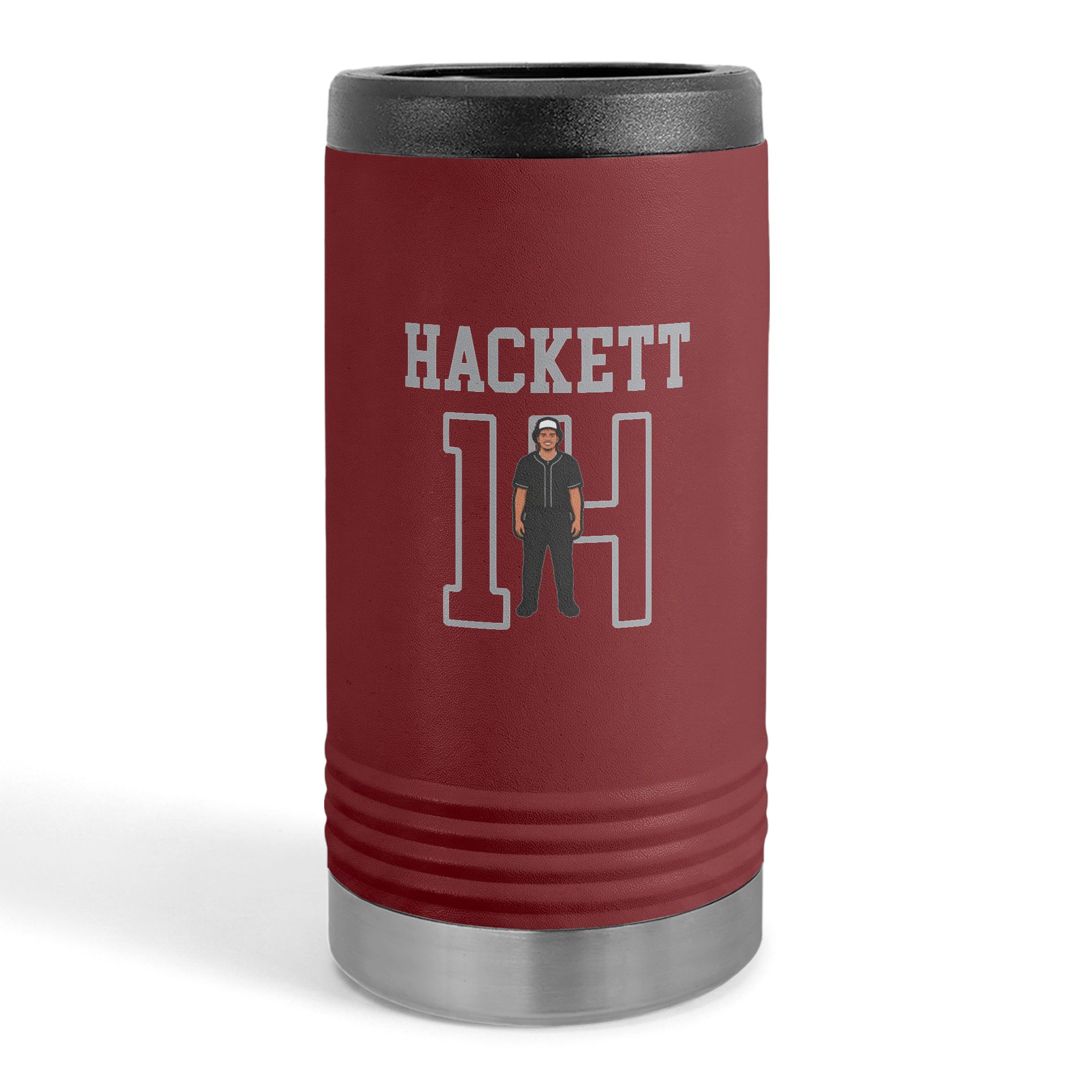 Slim Stainless Can Cooler — character_shirsey in Maroon