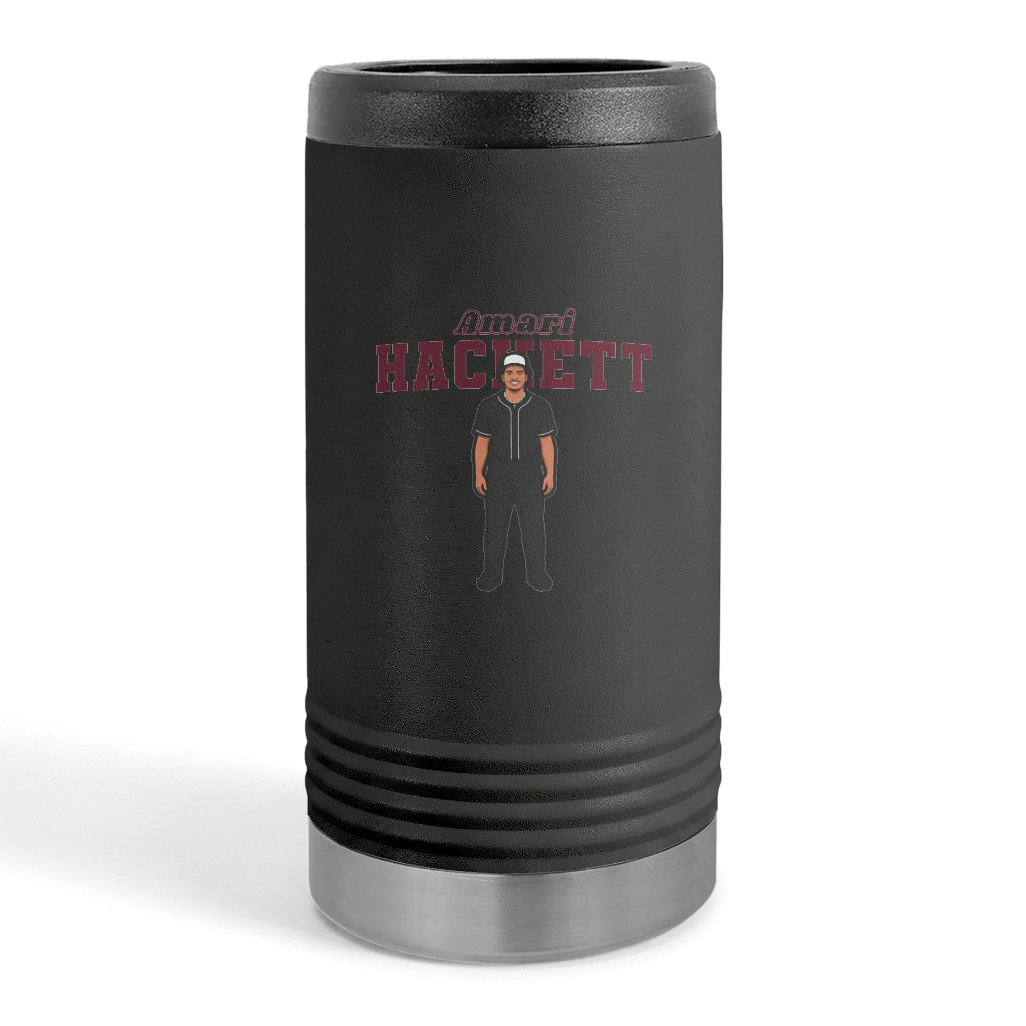 Slim Stainless Can Cooler — character_name_arch in Black