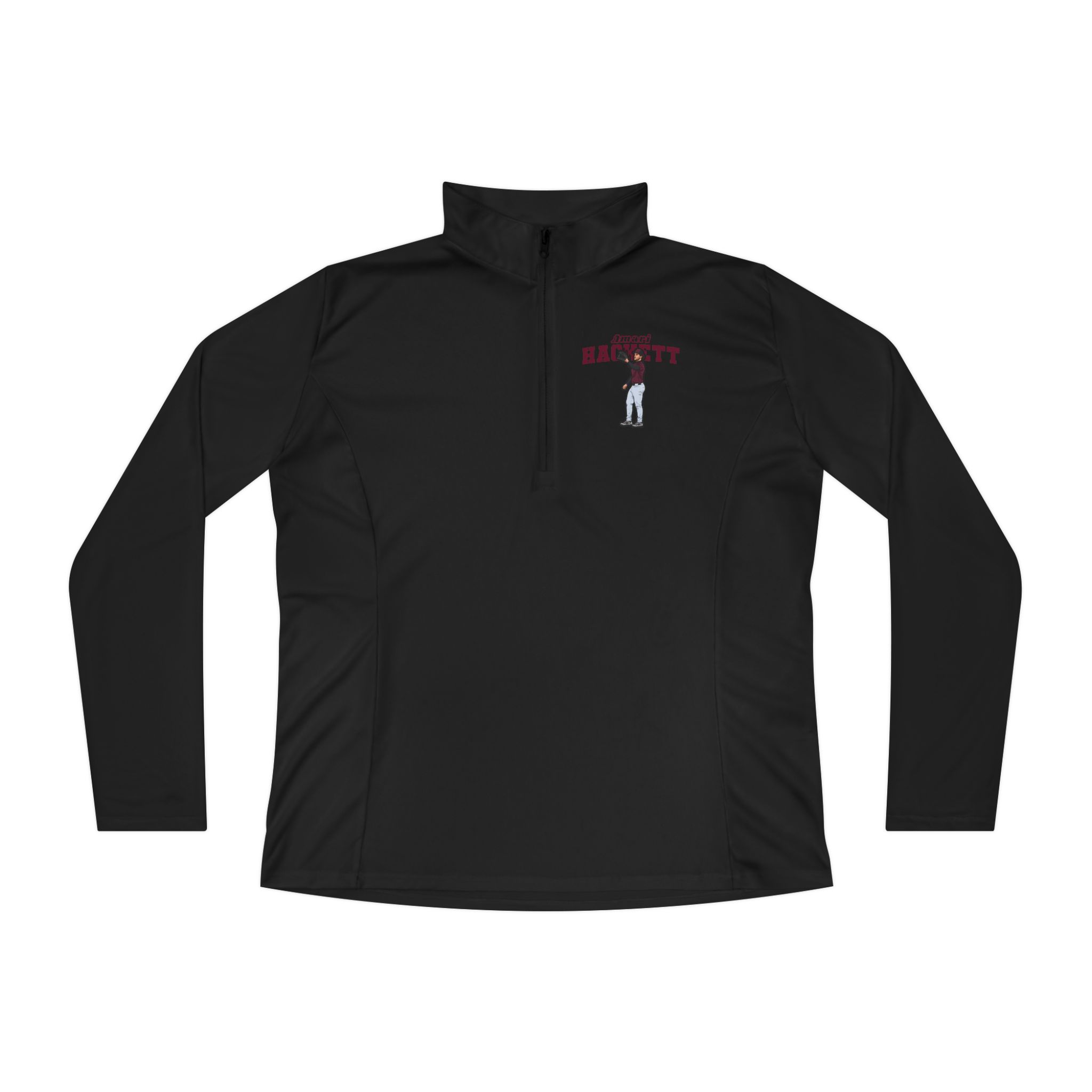 Women's Q-Zip Pullover — character_name_arch in Black