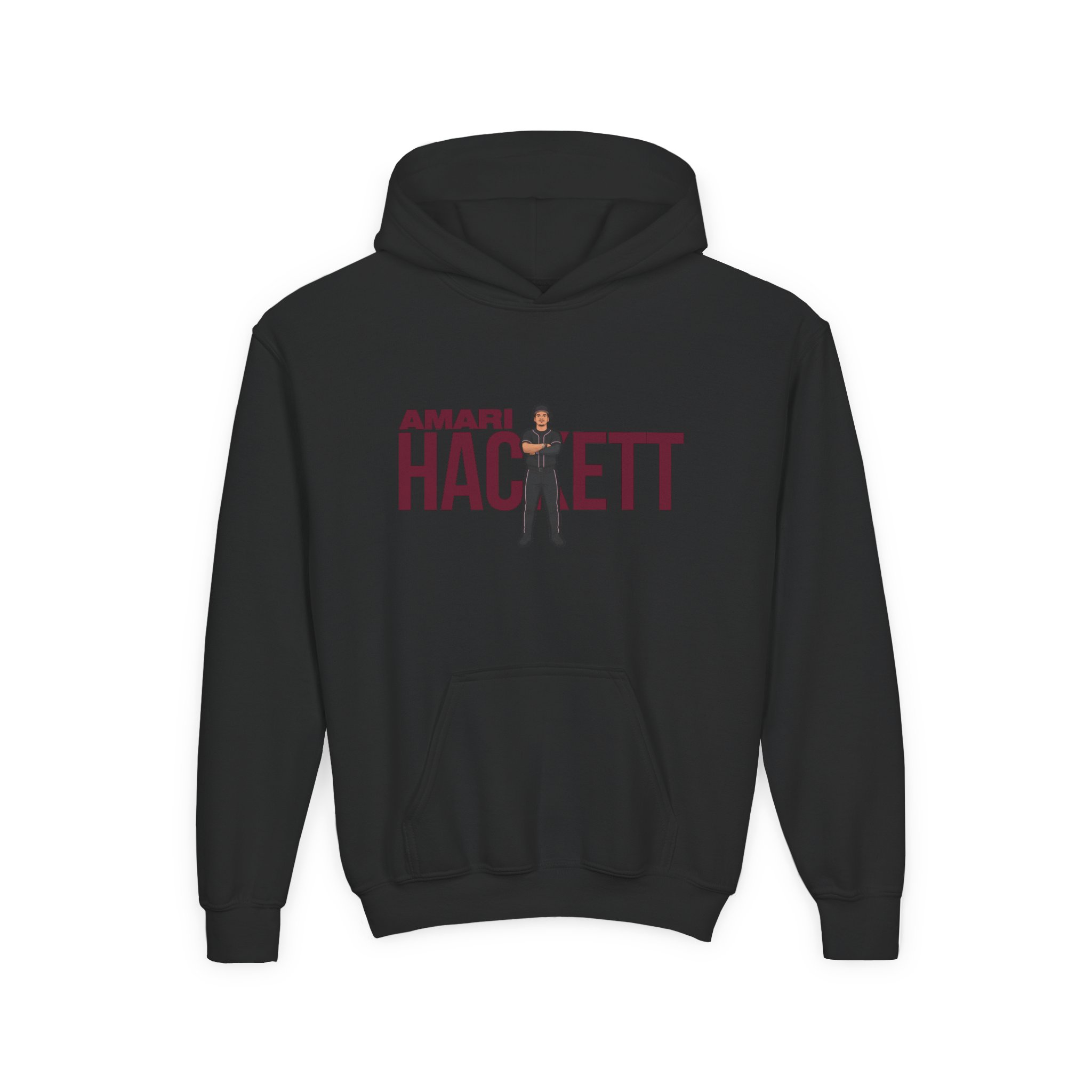 Youth Hoodie — character_player_name in Black
