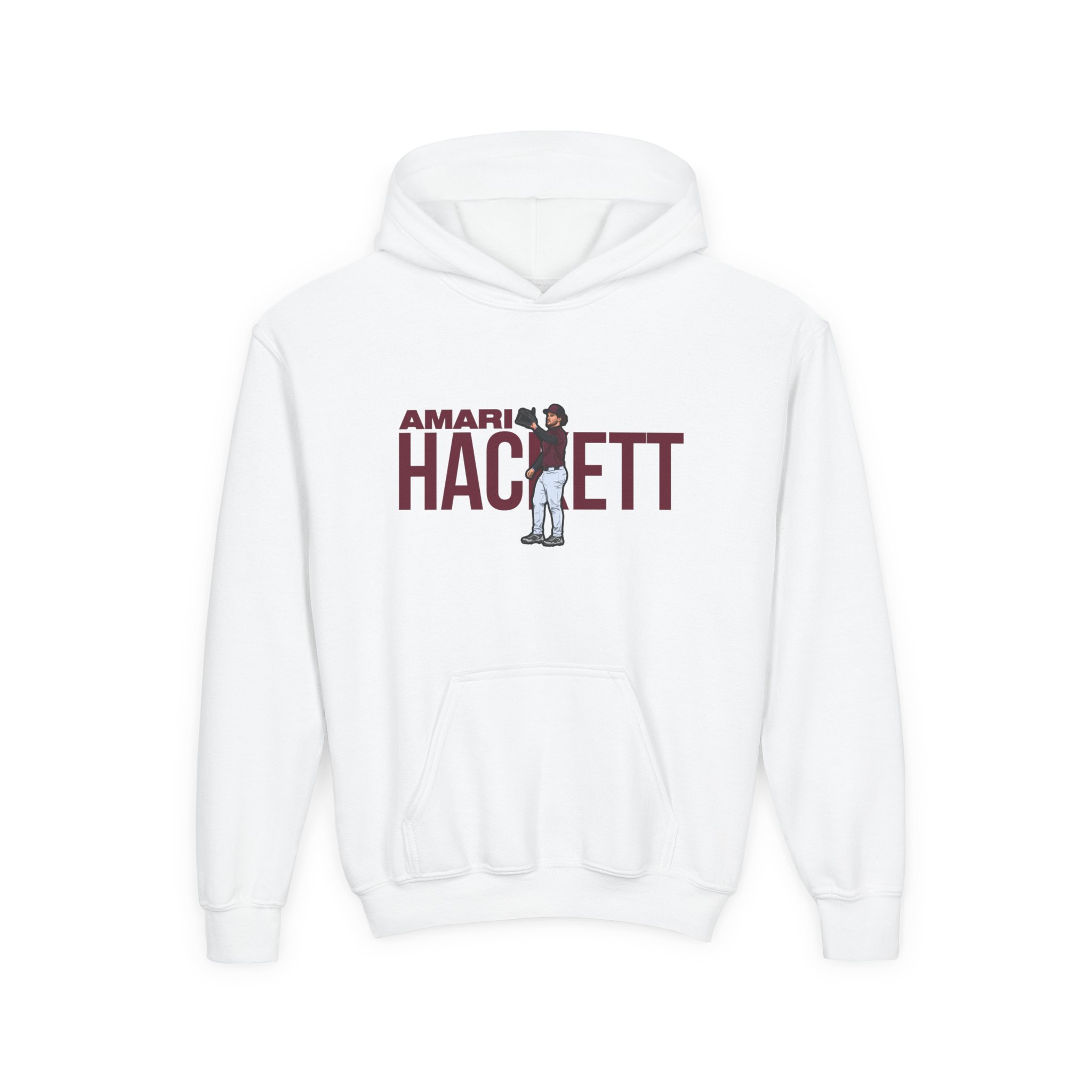 Youth Hoodie — character_player_name in White