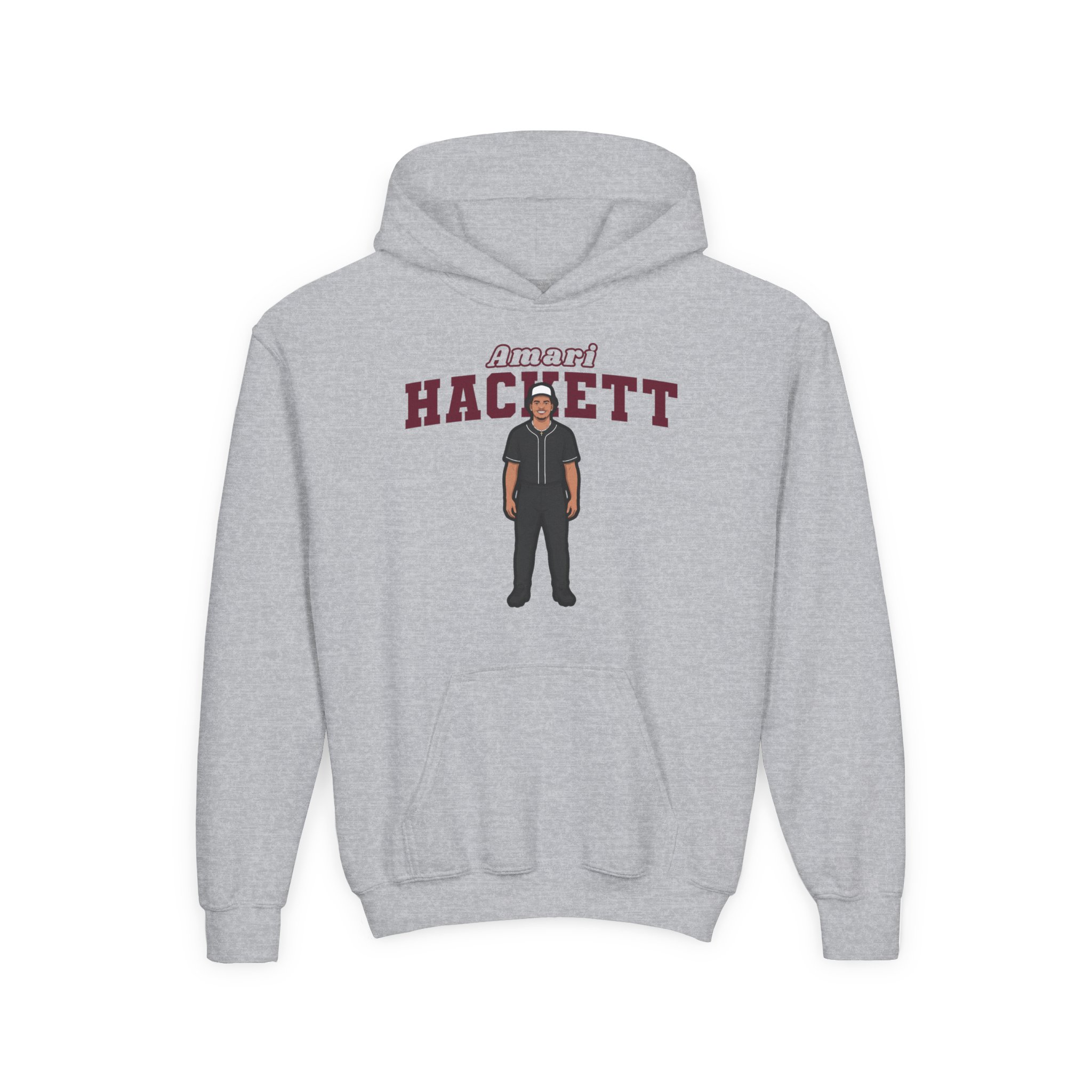 Youth Hoodie — character_name_arch in Grey
