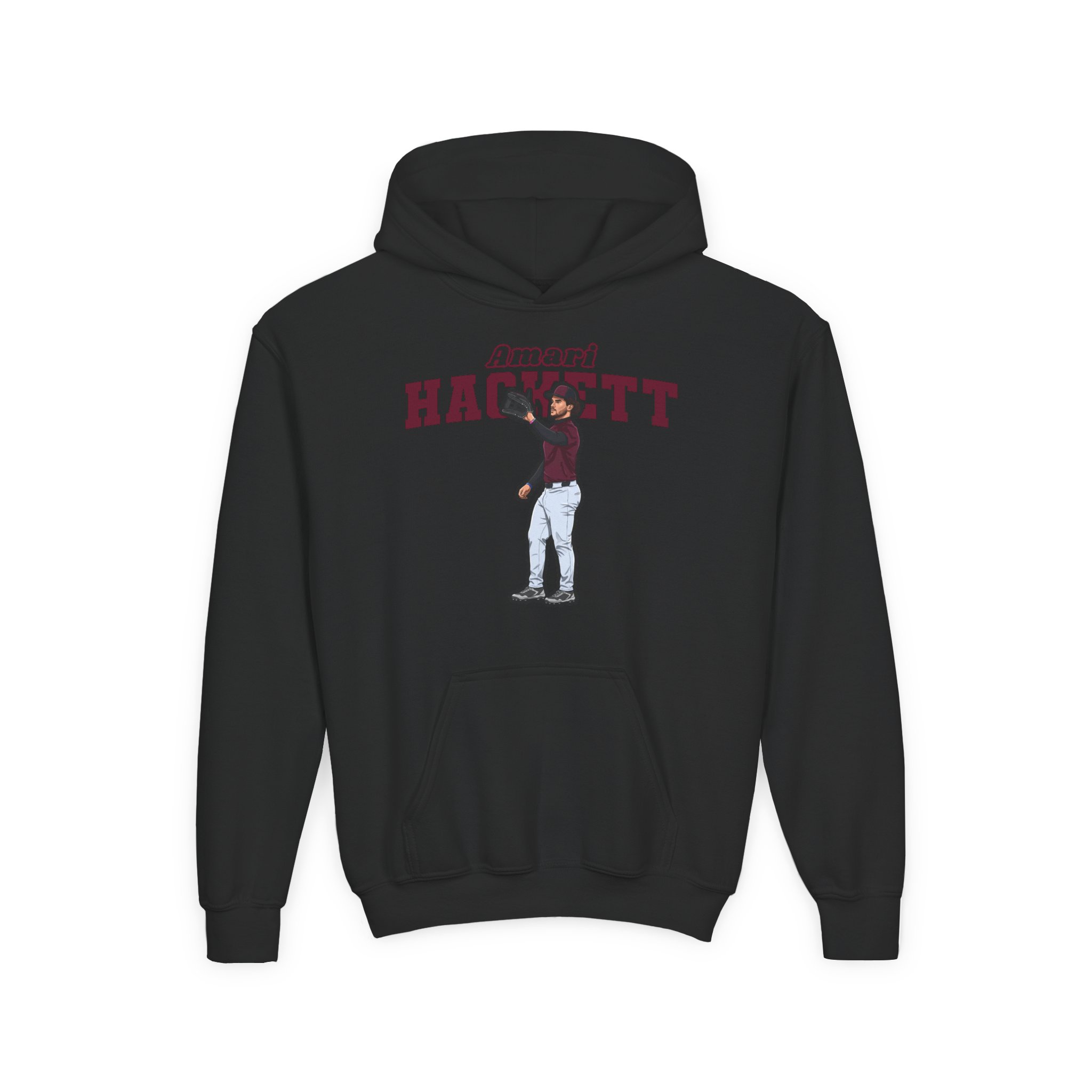 Youth Hoodie — character_name_arch in Black
