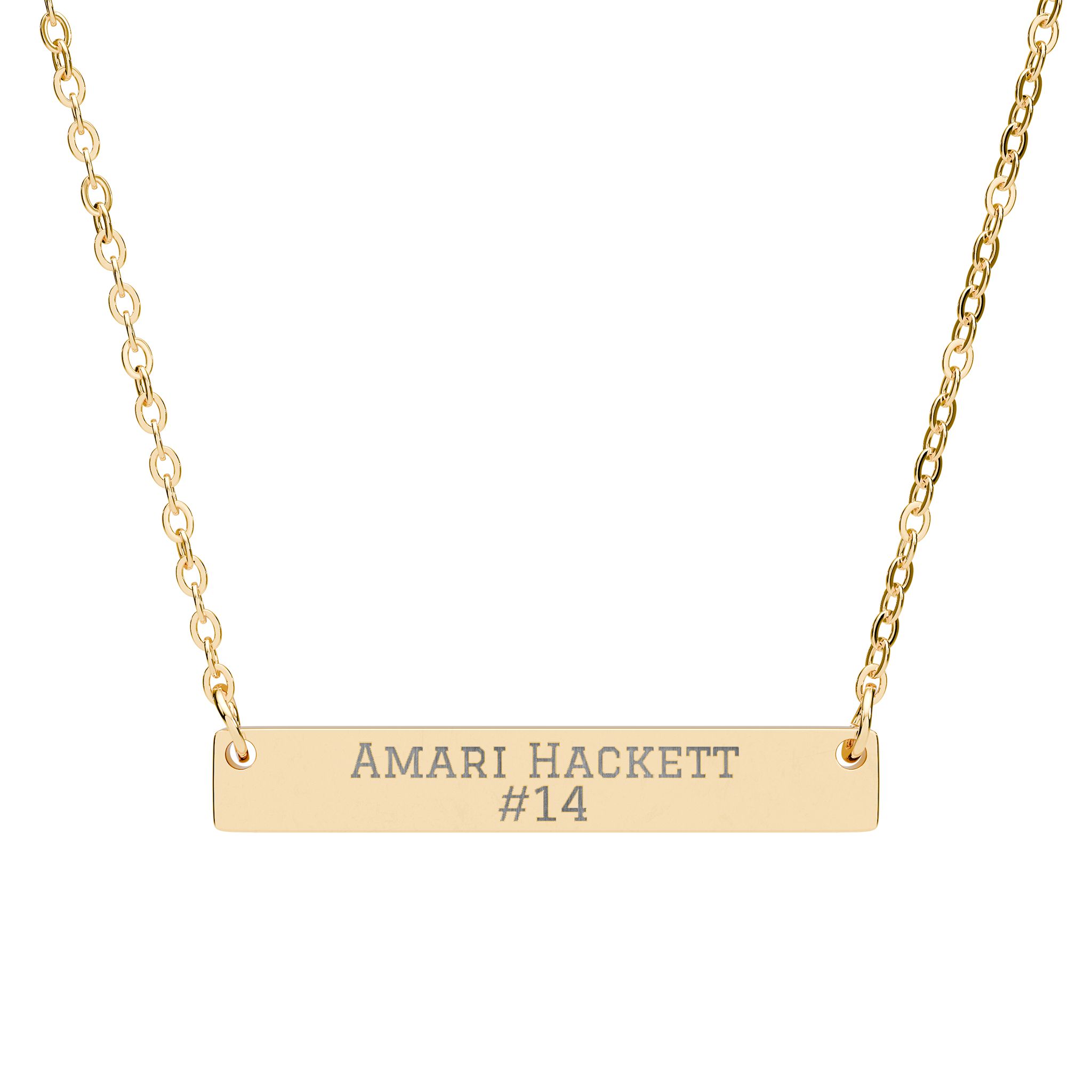 Engraved Bar Necklace — Name & Number in Gold
