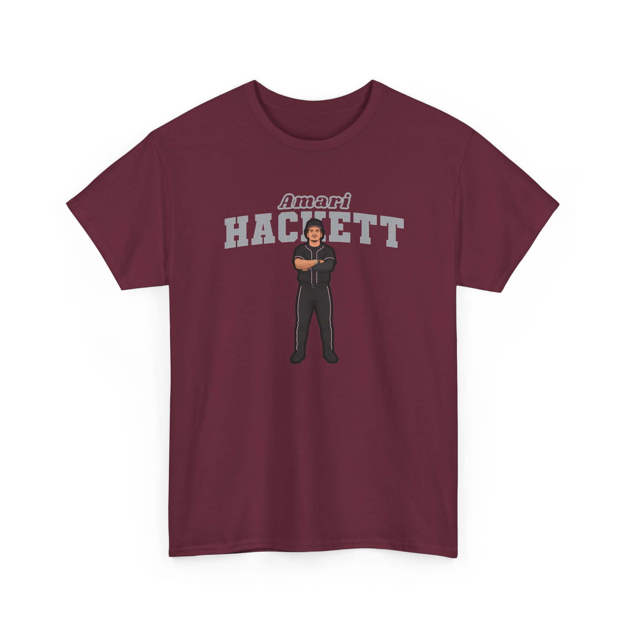 Tee — character_name_arch in Maroon