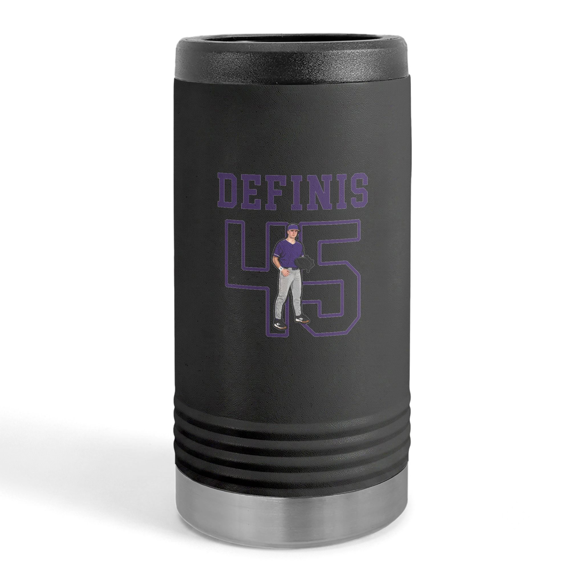 Slim Stainless Can Cooler — character_shirsey in Black