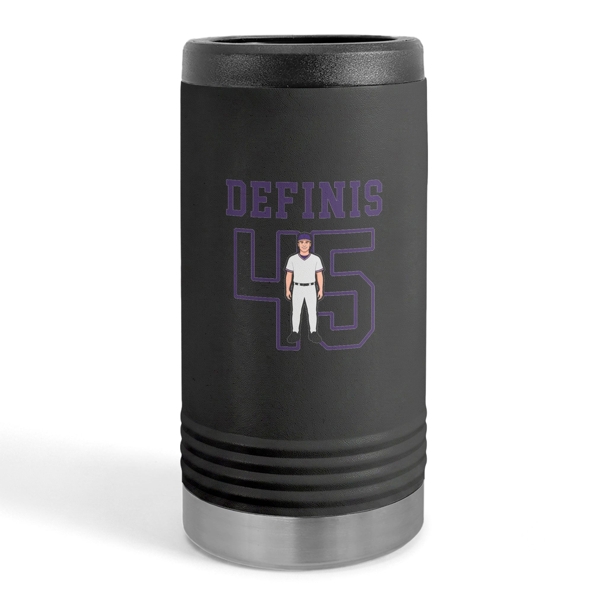 Slim Stainless Can Cooler — character_shirsey in Black