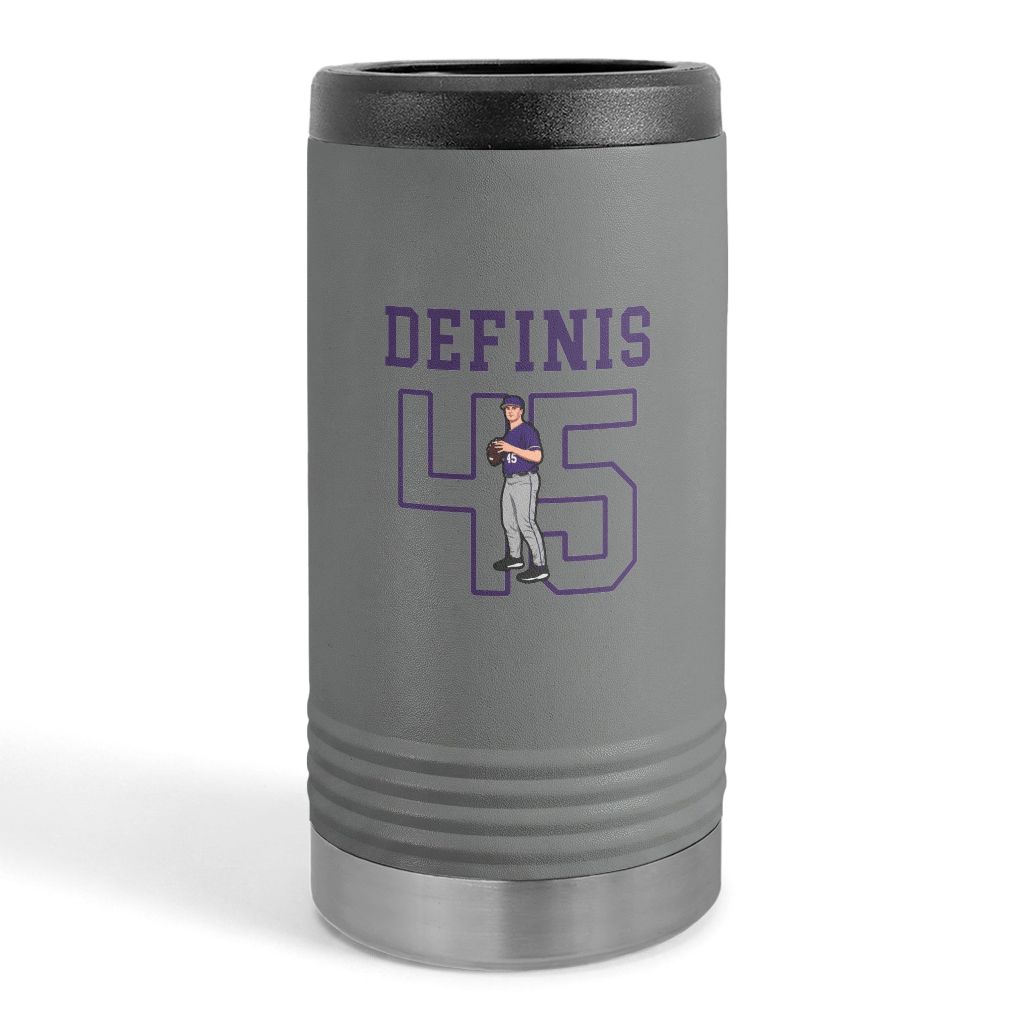 Slim Stainless Can Cooler — character_shirsey in Grey