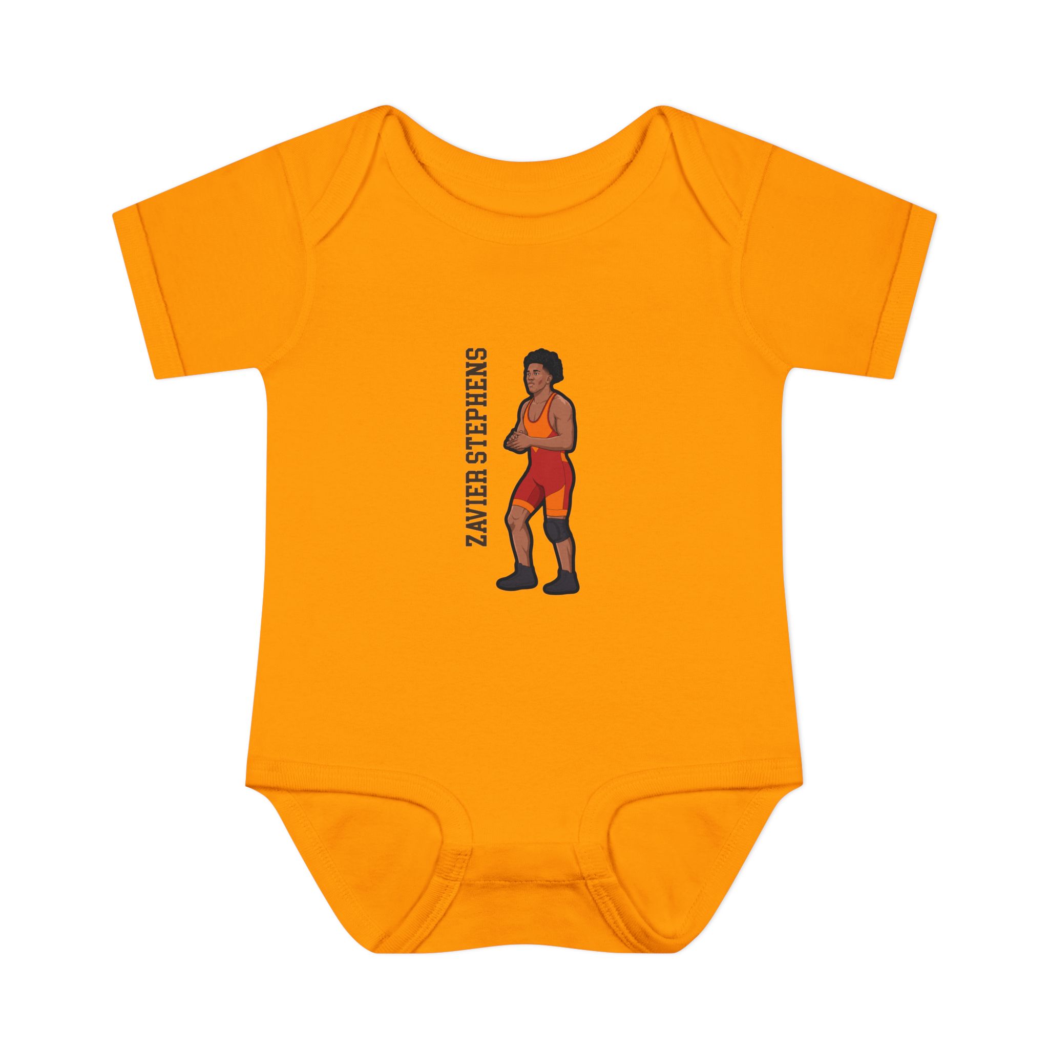 Baby Onesie — character_name_vertical in Gold