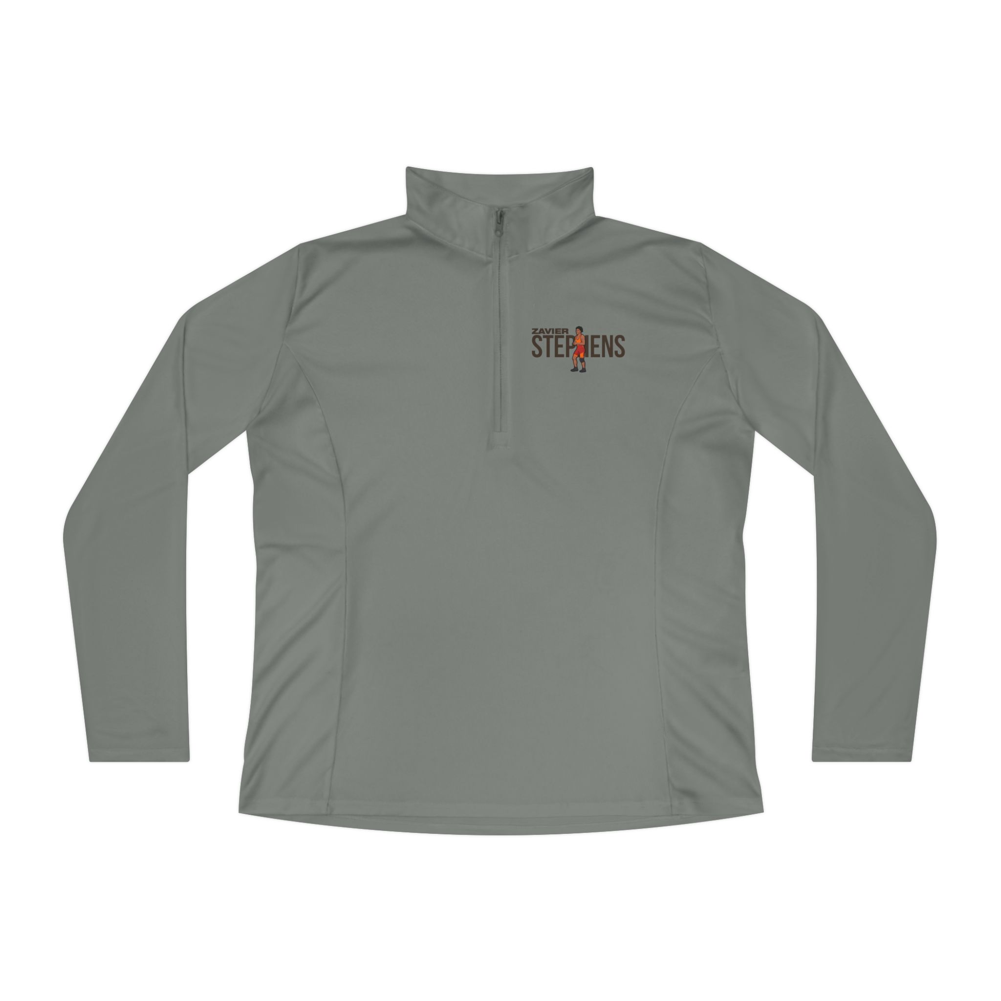 Women's Q-Zip Pullover — character_player_name in Grey