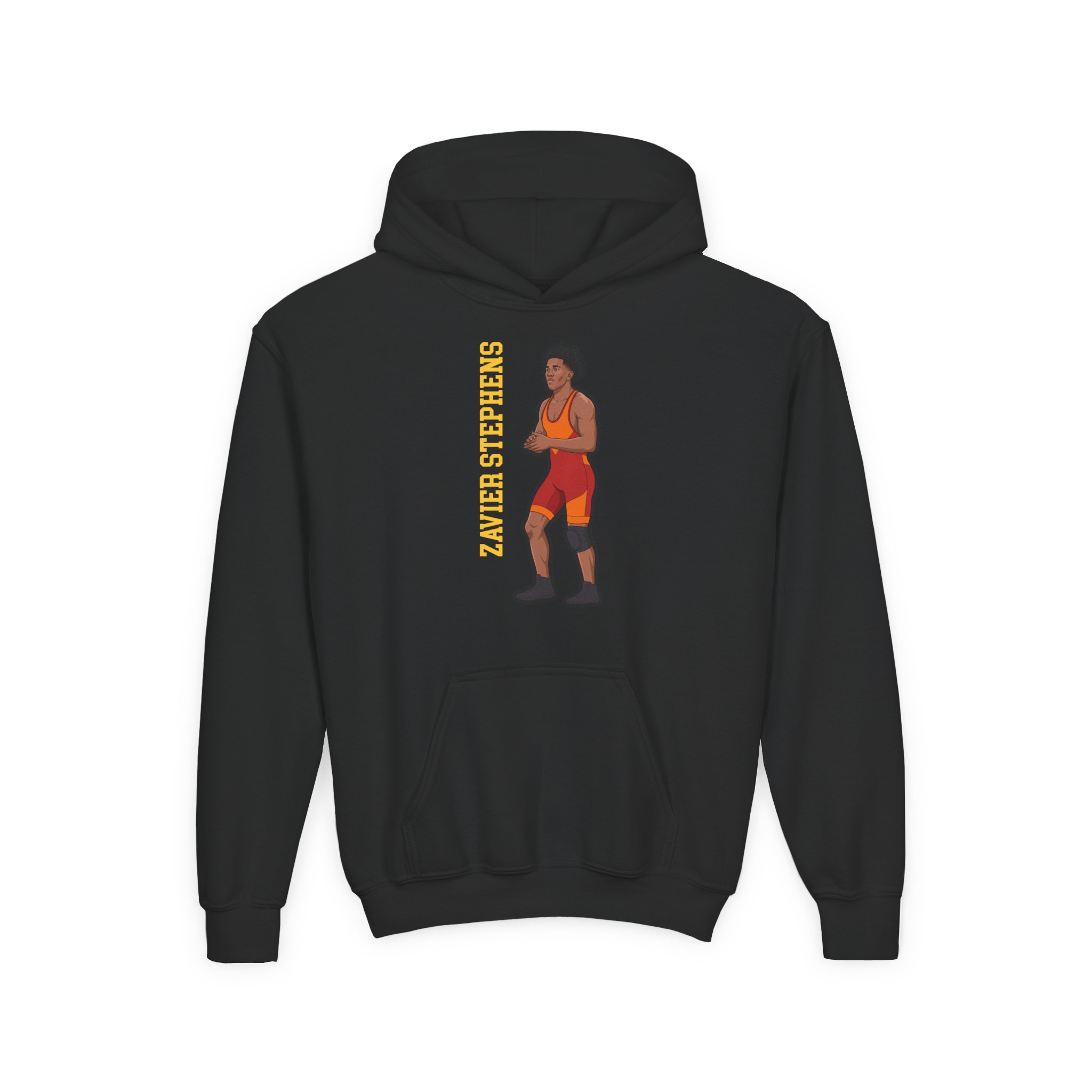 Youth Hoodie — character_name_vertical in Black