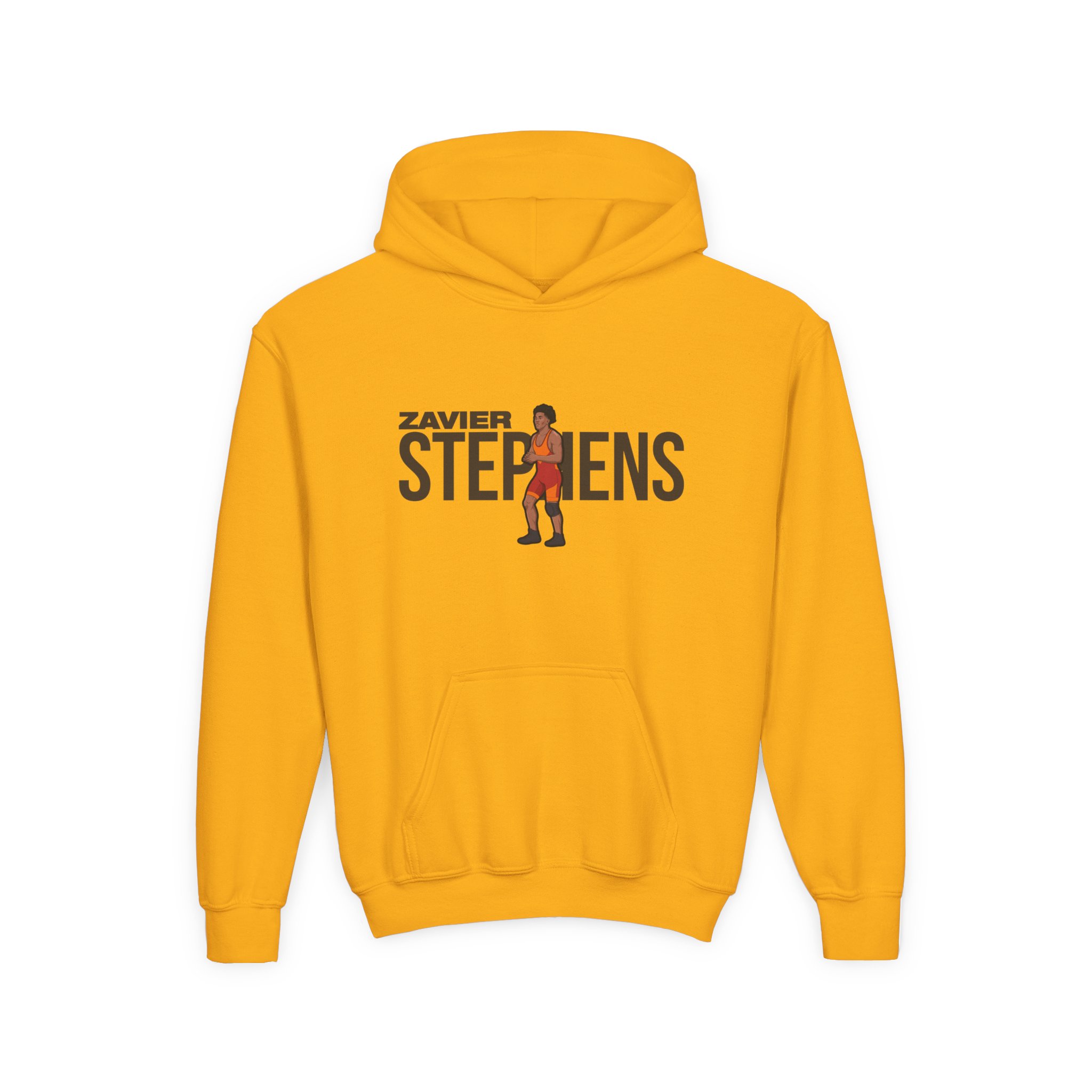 Youth Hoodie — character_player_name in Gold