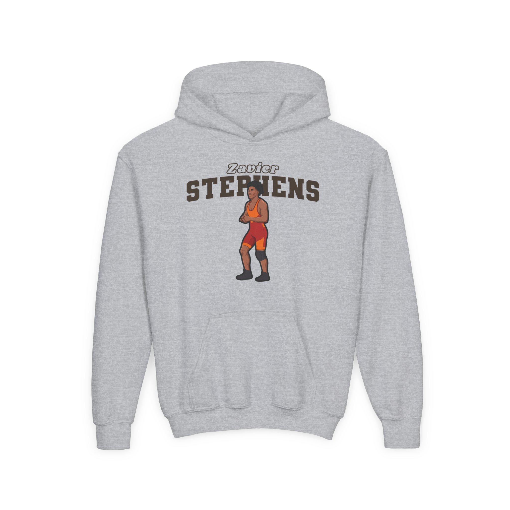 Youth Hoodie — character_name_arch in Grey