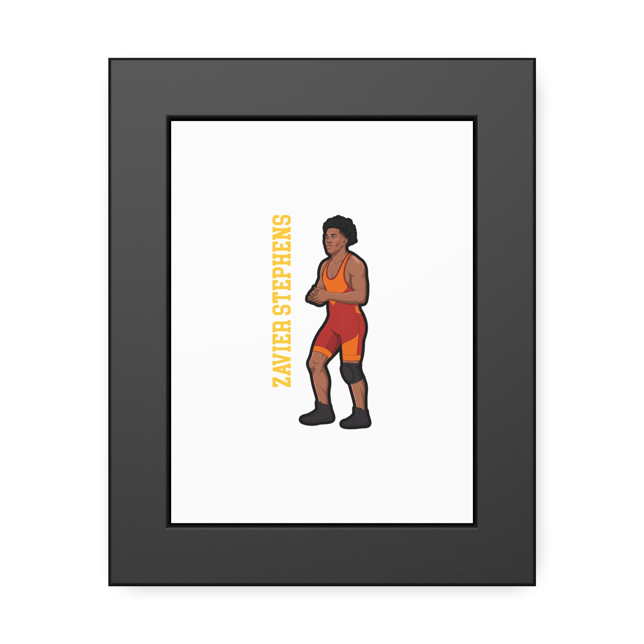 Framed Poster — character_name_vertical in Black