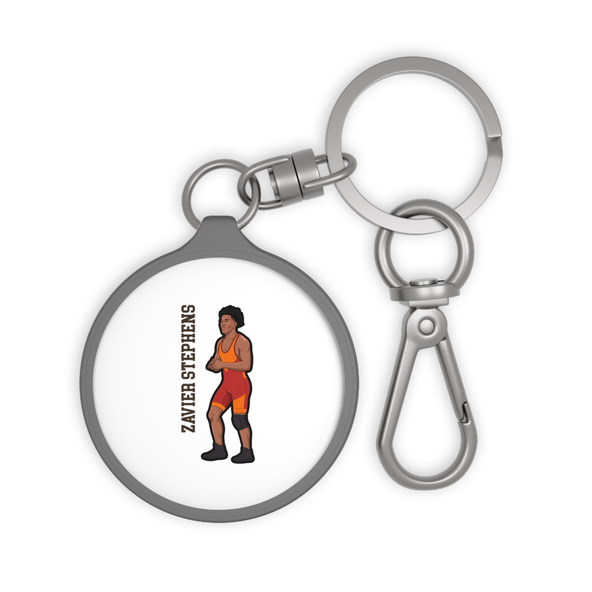 Keychain — character_name_vertical in Grey