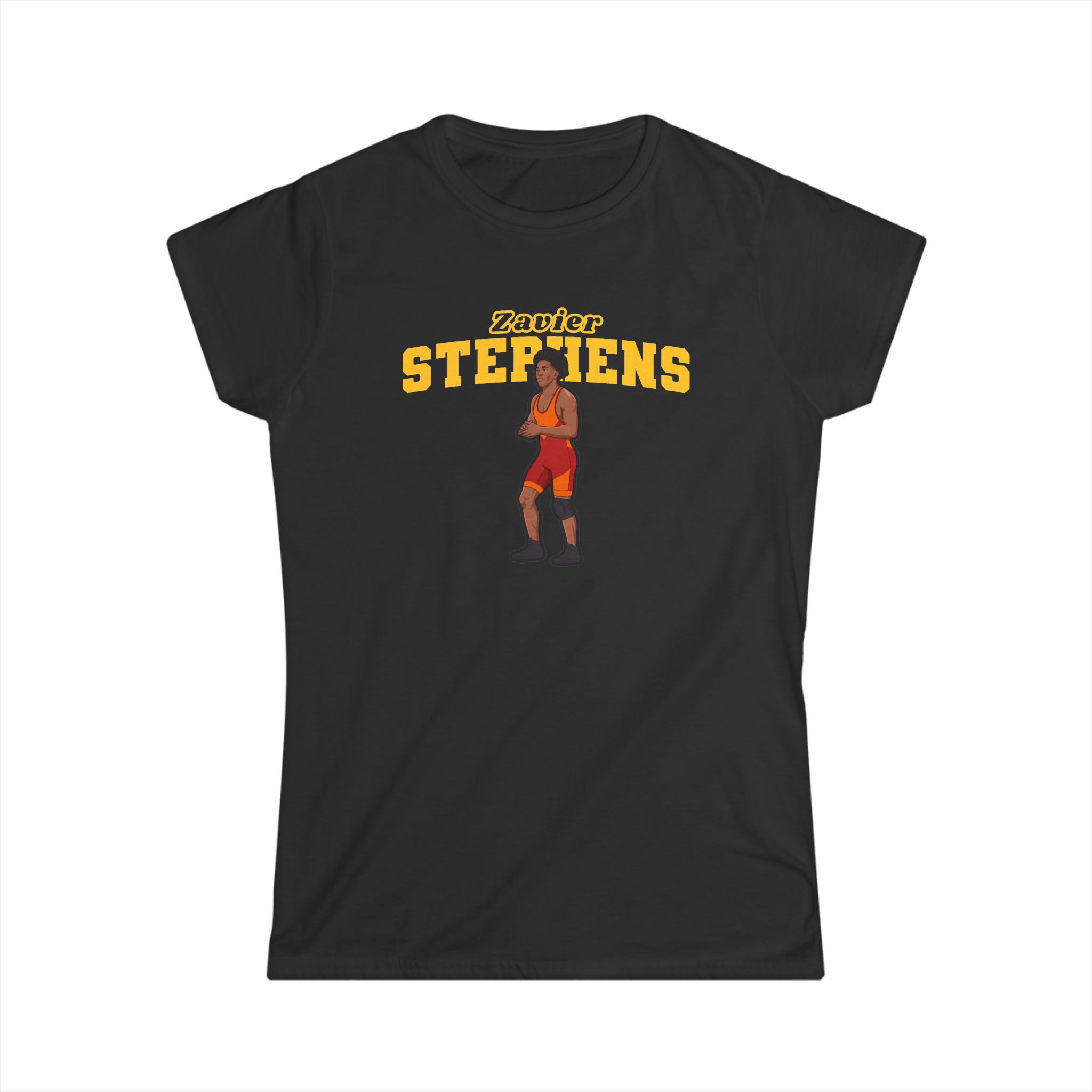 Women's Softstyle Tee — character_name_arch in Black
