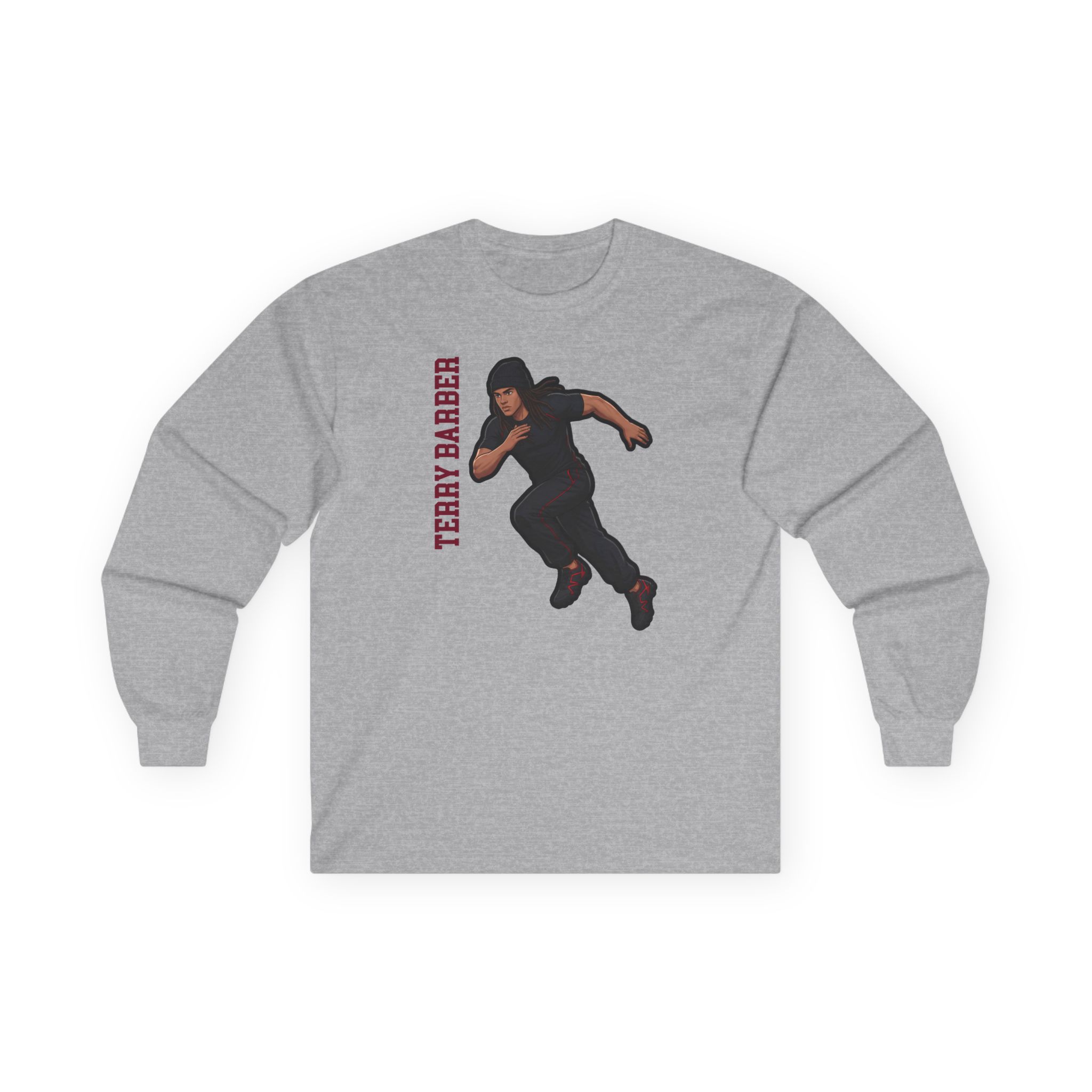 Long Sleeve Tee — character_name_vertical in Grey