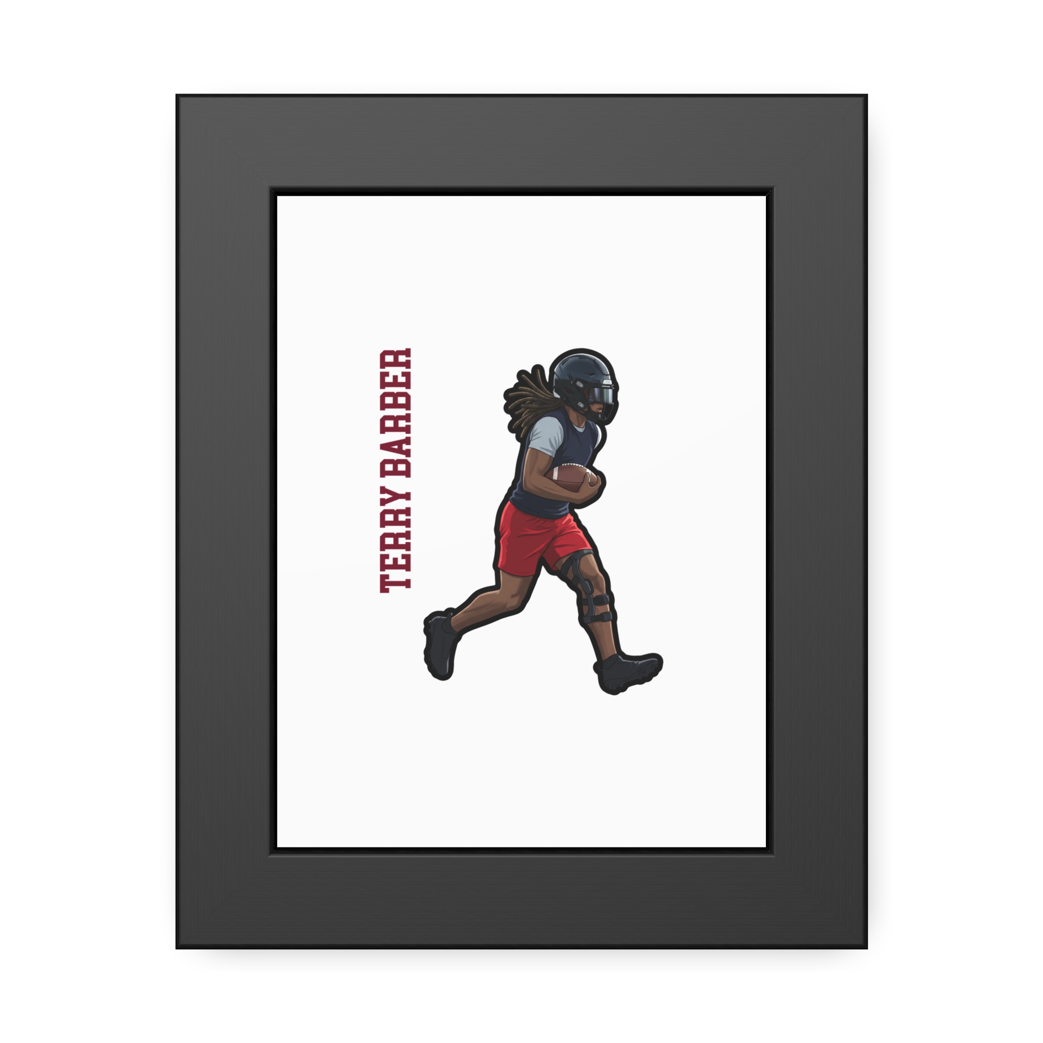 Framed Poster — character_name_vertical in Black