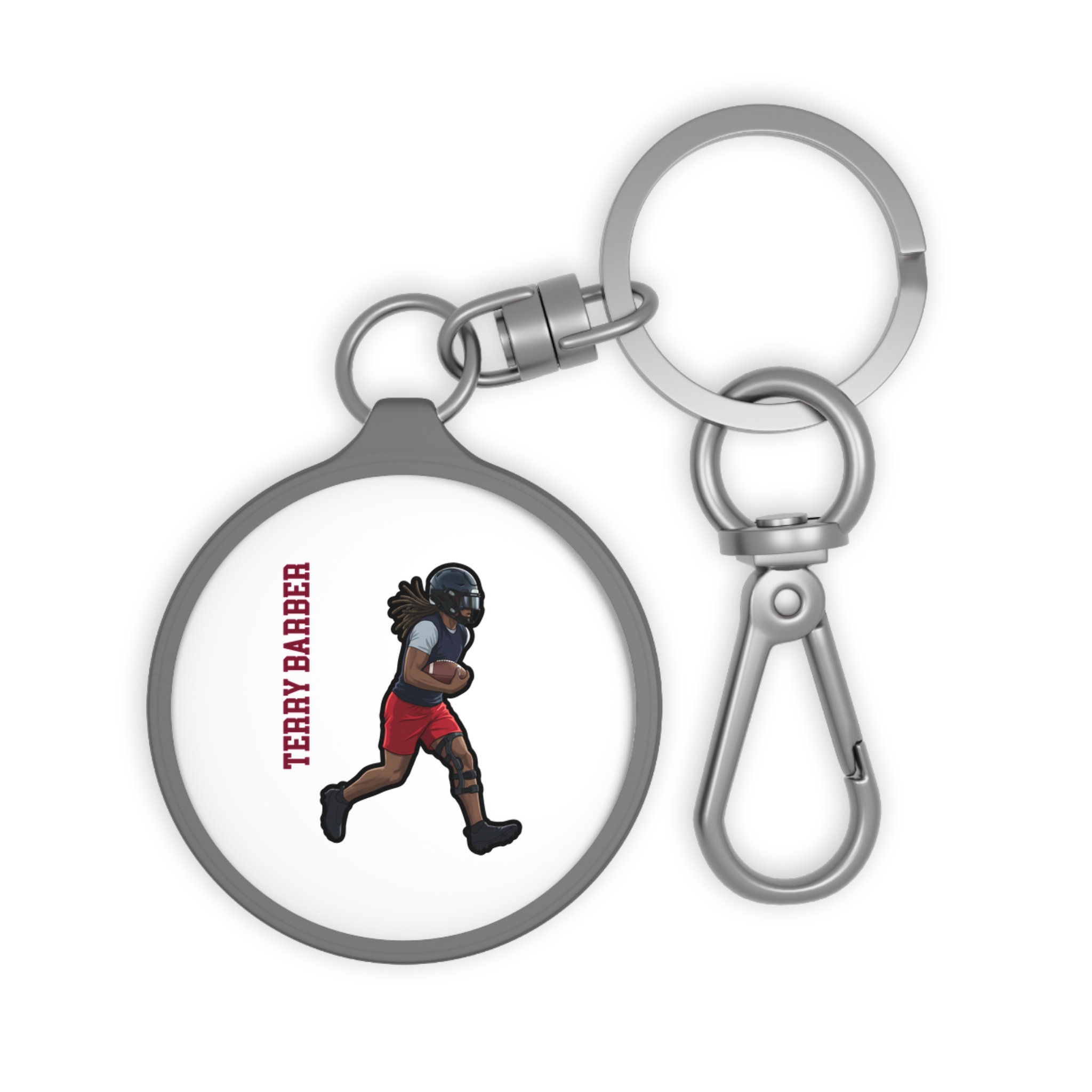 Keychain — character_name_vertical in Grey