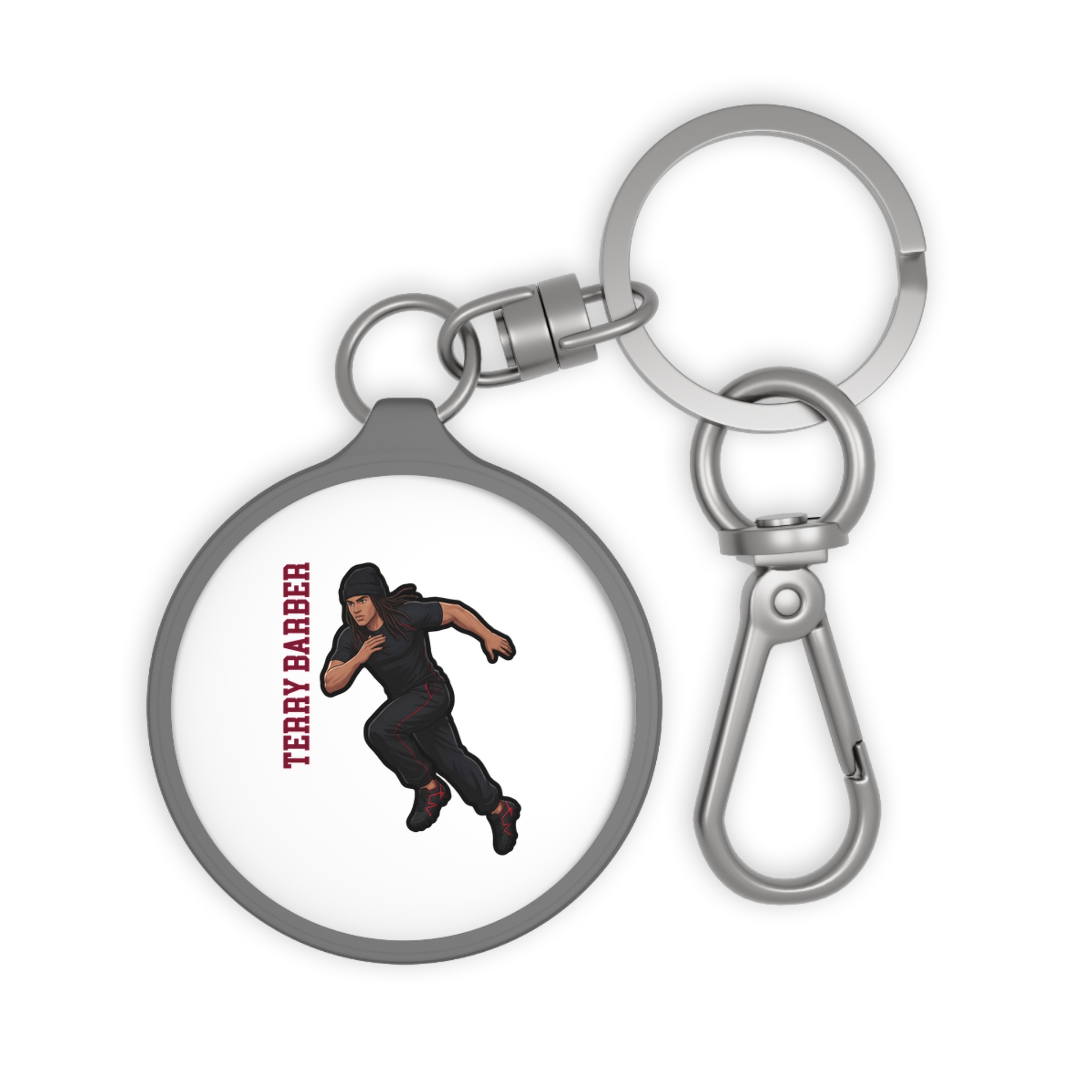 Keychain — character_name_vertical in Grey