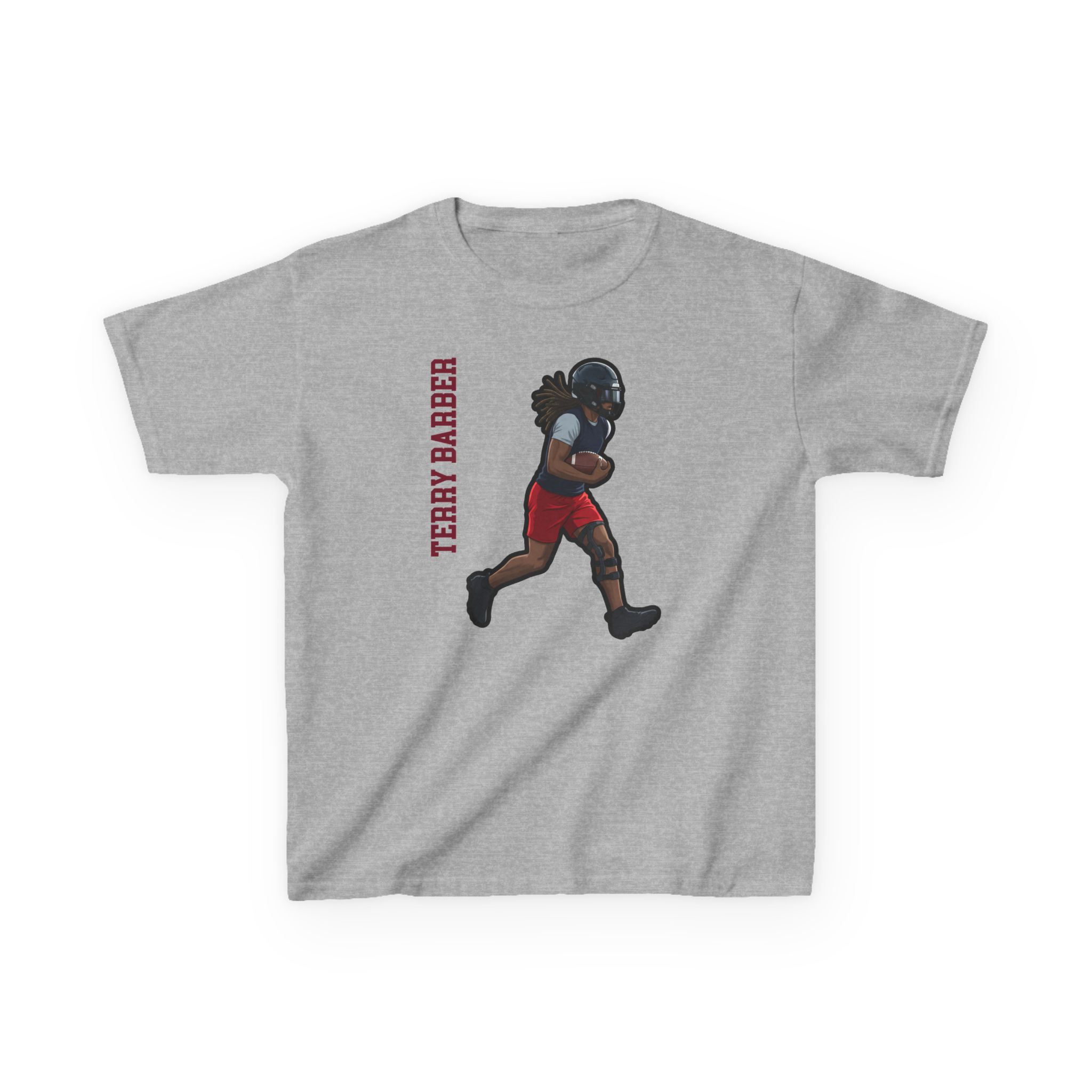 Youth Tee — character_name_vertical in Grey