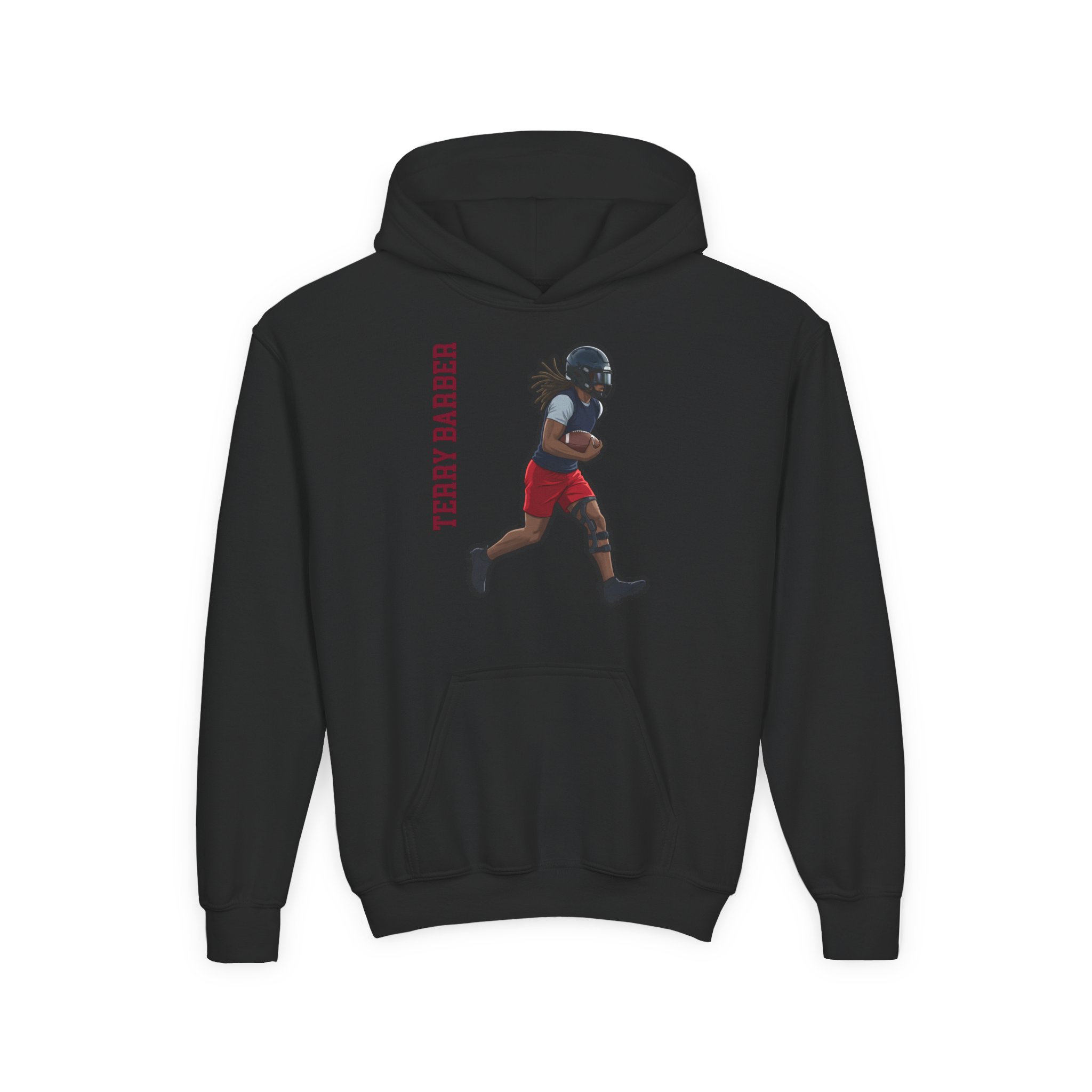 Youth Hoodie — character_name_vertical in Black