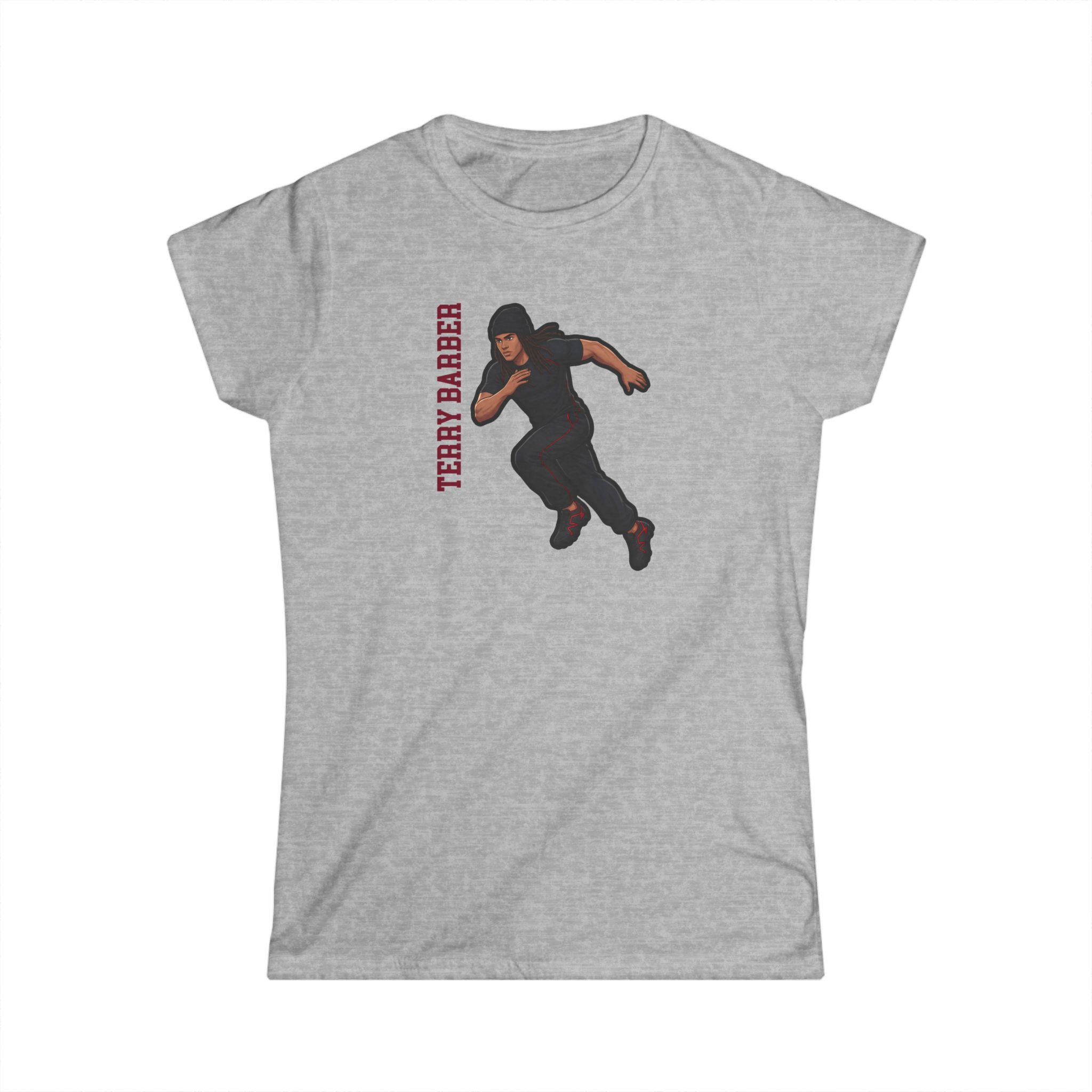 Women's Softstyle Tee — character_name_vertical in Grey