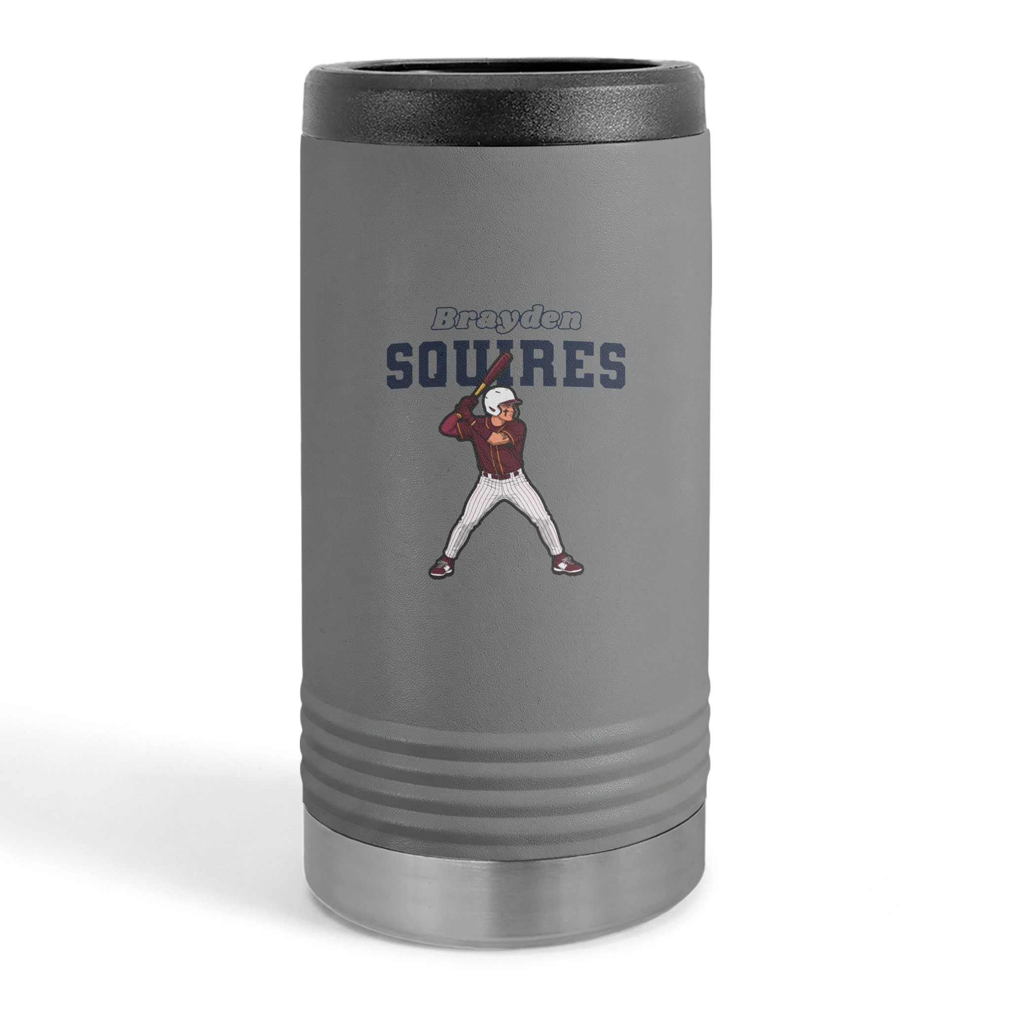 Slim Stainless Can Cooler — character_name_arch in Grey