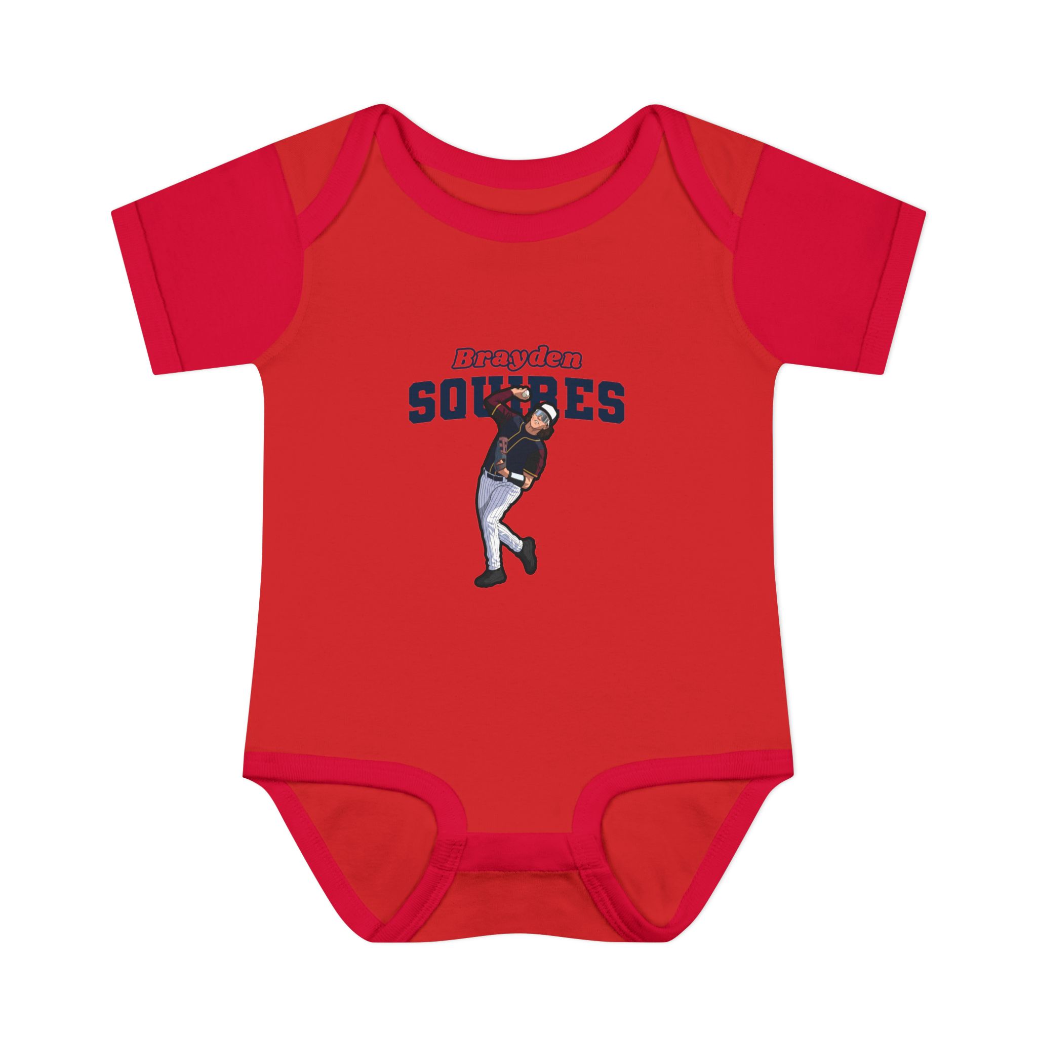 Baby Onesie — character_name_arch in Red