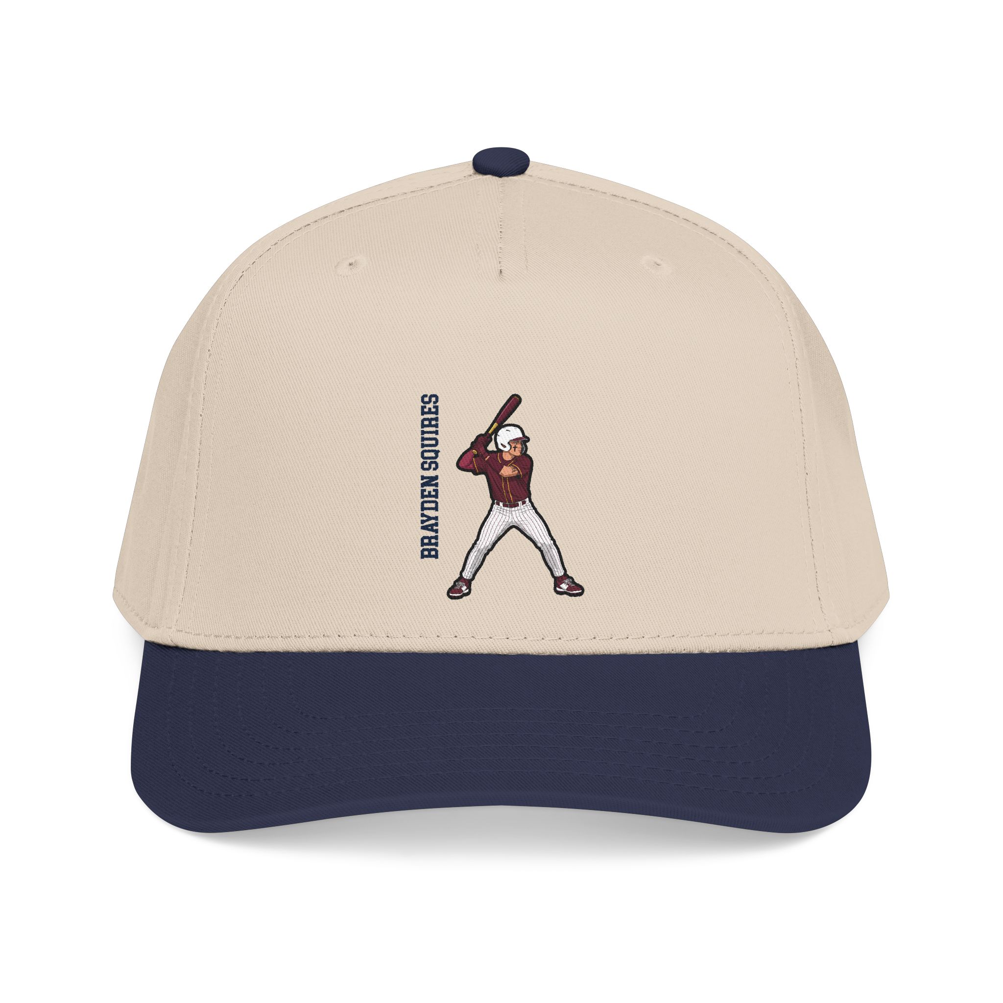 Baseball Cap — character_name_vertical in Navy / Natural