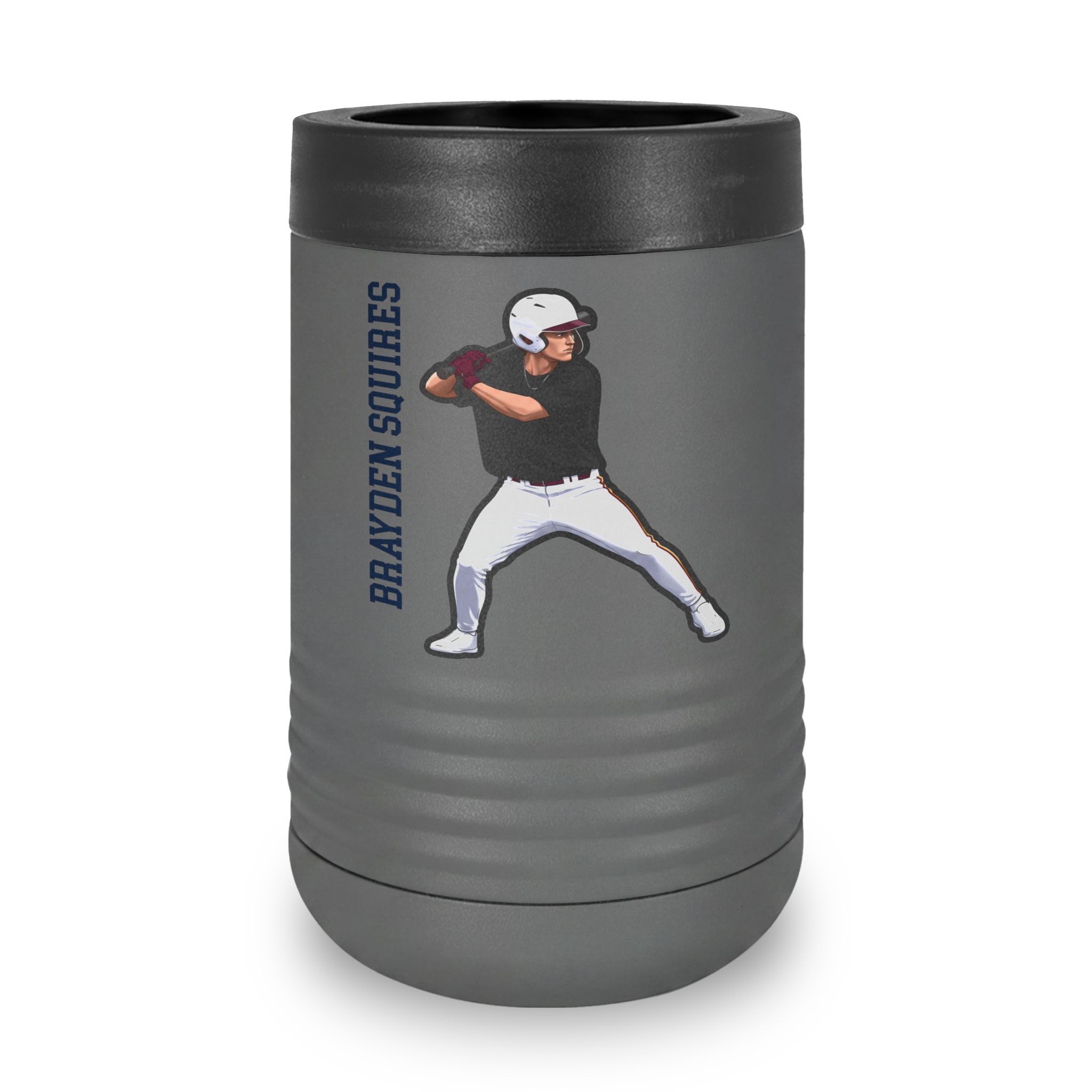 Stainless Can Cooler — character_name_vertical in Grey