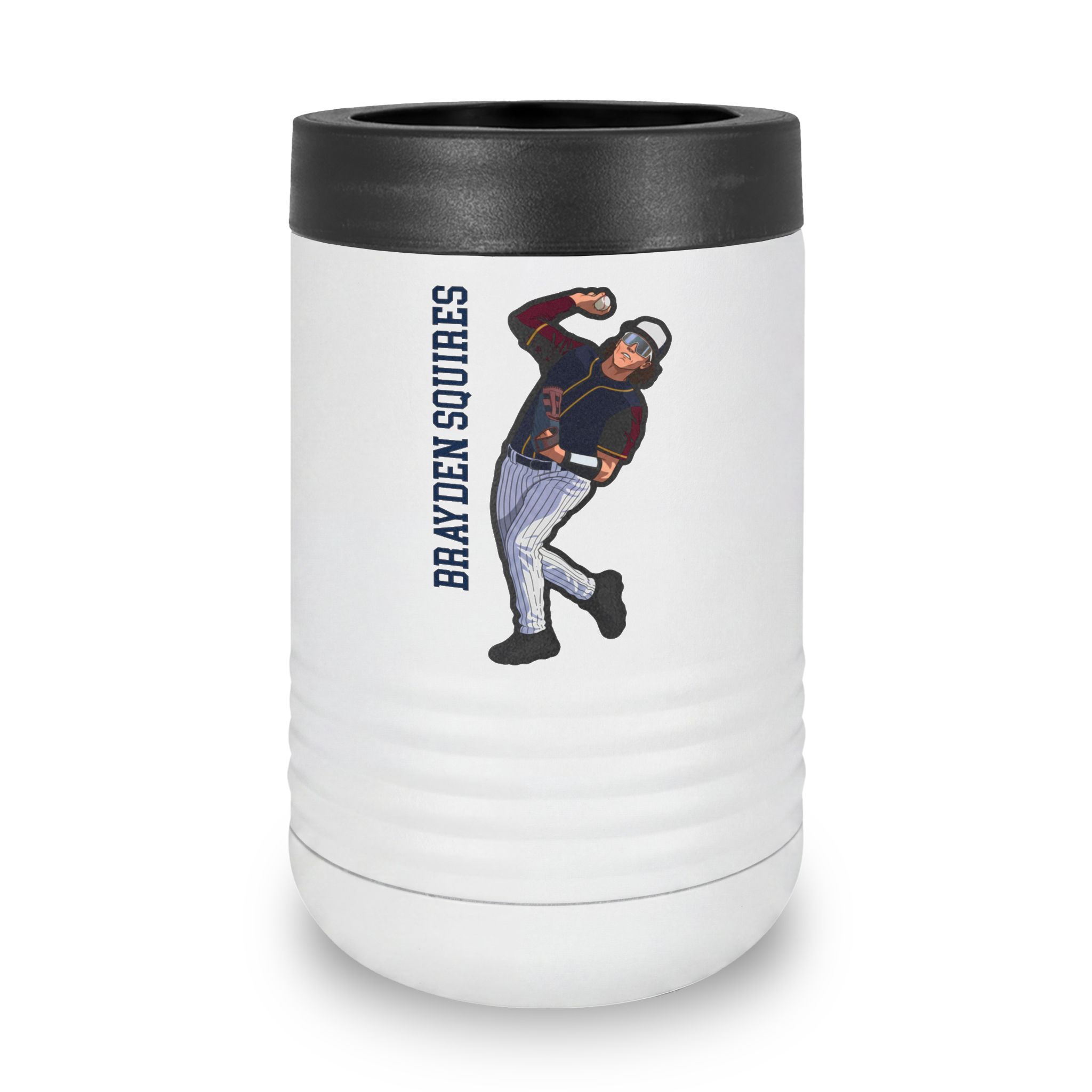 Stainless Can Cooler — character_name_vertical in White