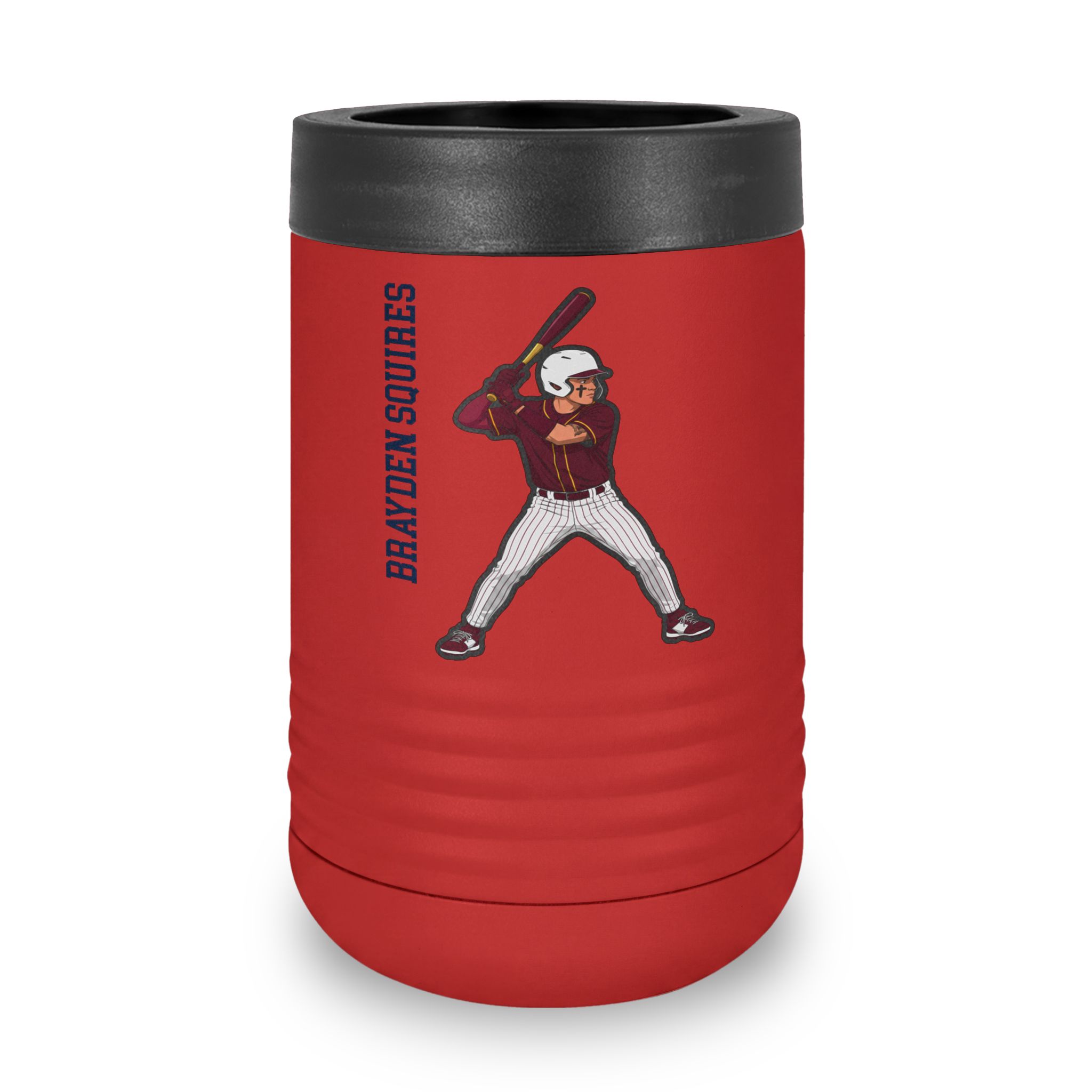 Stainless Can Cooler — character_name_vertical in Red
