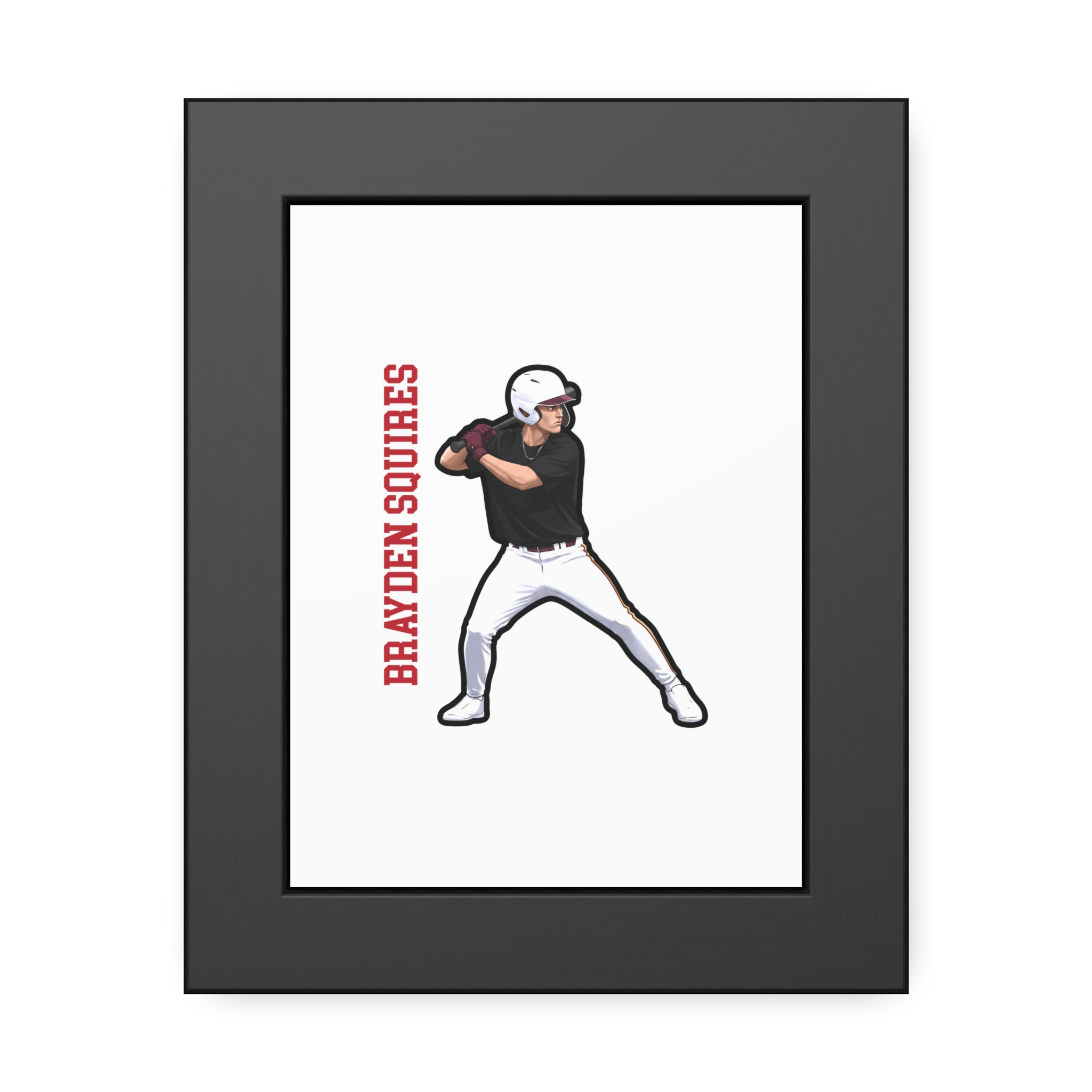 Framed Poster — character_name_vertical in Black